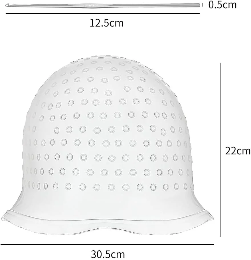 کلاه هایلایت سیلیکونی سوراخ دار به همراه برس رنگ مو، کلاه هایلایت حرفه ای و قابل استفاده مجدد، به همراه قلاب، ابزار رنگ و دکلره مو