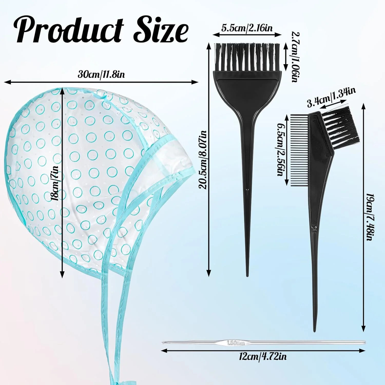 ست ۸ عددی کلاه مش مو، کیت کلاه مش، شانه های مش برای هایلایت کردن مو با ۳ قلاب فلزی و ۲ شانه و برس رنگ مو برای سالن و رنگ کردن مو در خانه
