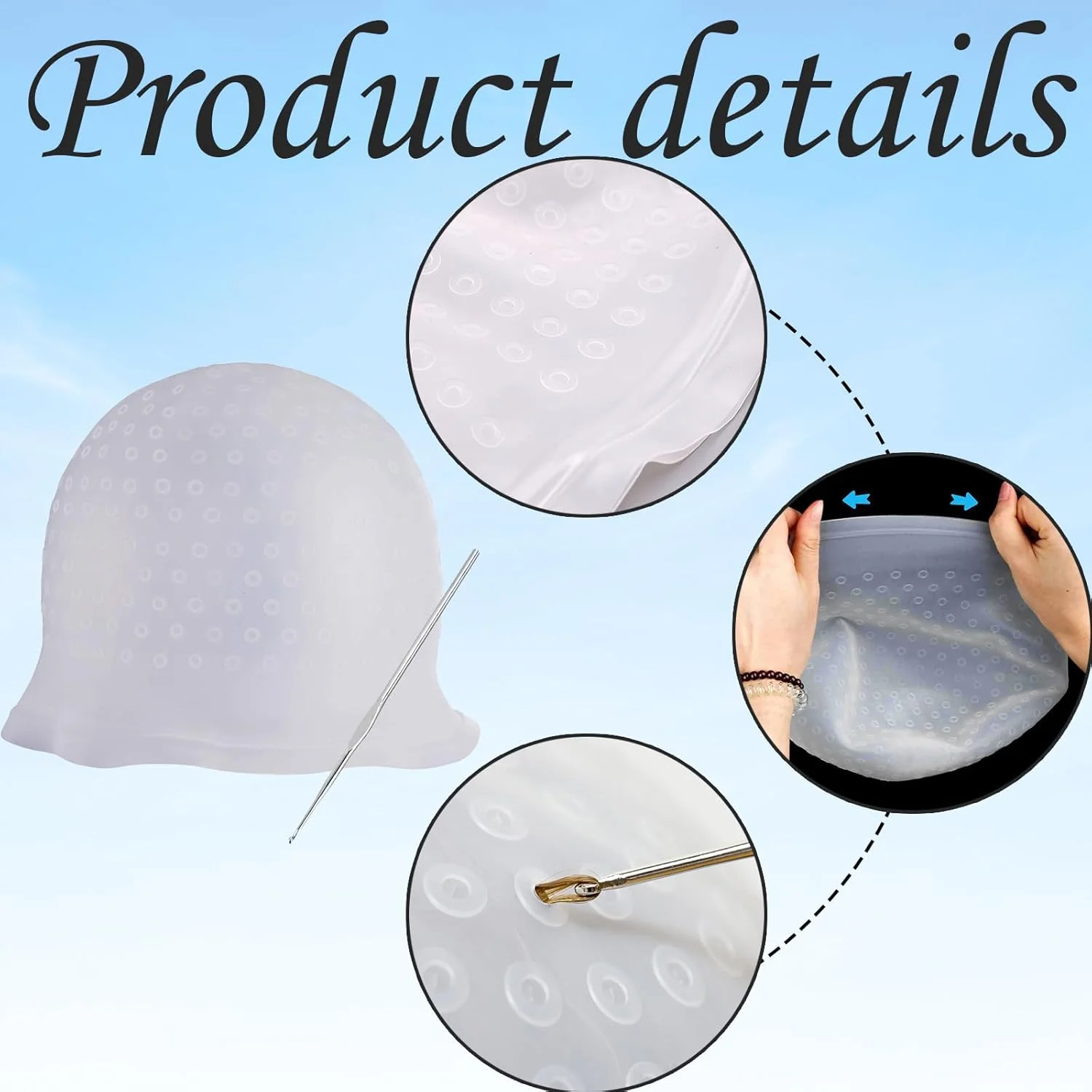 ست 6 عددی کلاه مش سیلیکونی با قلاب رنگ مو و برس رنگ مو و سوزن ست 6 عددی کلاه مش سیلیکونی با قلاب رنگ مو و برس رنگ مو و سوزن