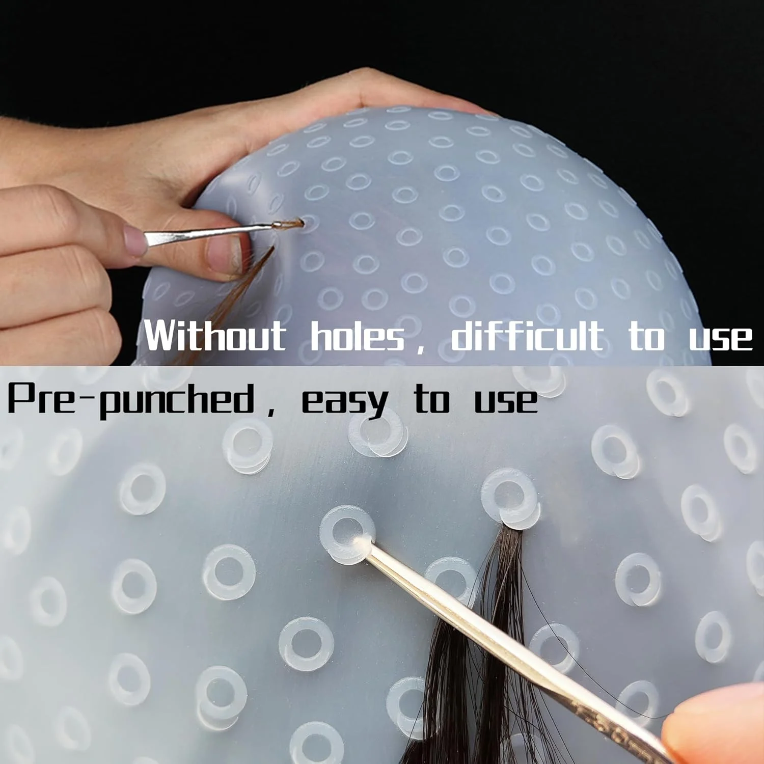 کلاه مش مو سیلیکونی و کیت مش مو قابل استفاده مجدد با 2 برس رنگ مو برای رنگ آمیزی مو در سالن آرایشگری کلاه مش مو سیلیکونی و کیت مش مو قابل استفاده مجدد با 2 برس رنگ مو برای رنگ آمیزی مو در سالن آرایشگری