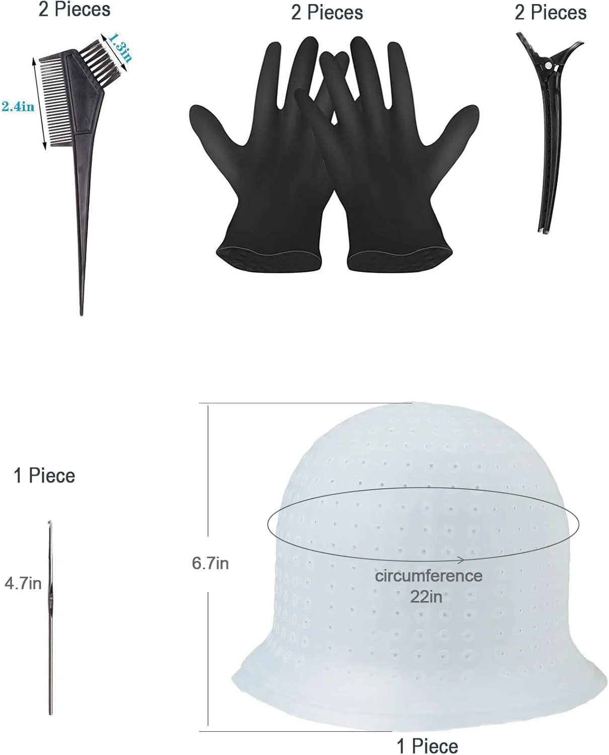 ست کلاه هایلایت سیلیکونی پانچ شده GELMAY با سوراخ و قلاب، ابزار رنگ آمیزی مو برای آرایشگاه، مناسب رنگ کردن موی خانم ها و آقایان، 8 عدد ست کلاه هایلایت سیلیکونی پانچ شده GELMAY با سوراخ و قلاب، ابزار رنگ آمیزی مو برای آرایشگاه، مناسب رنگ کردن موی خانم ها و آقایان، 8 عدد