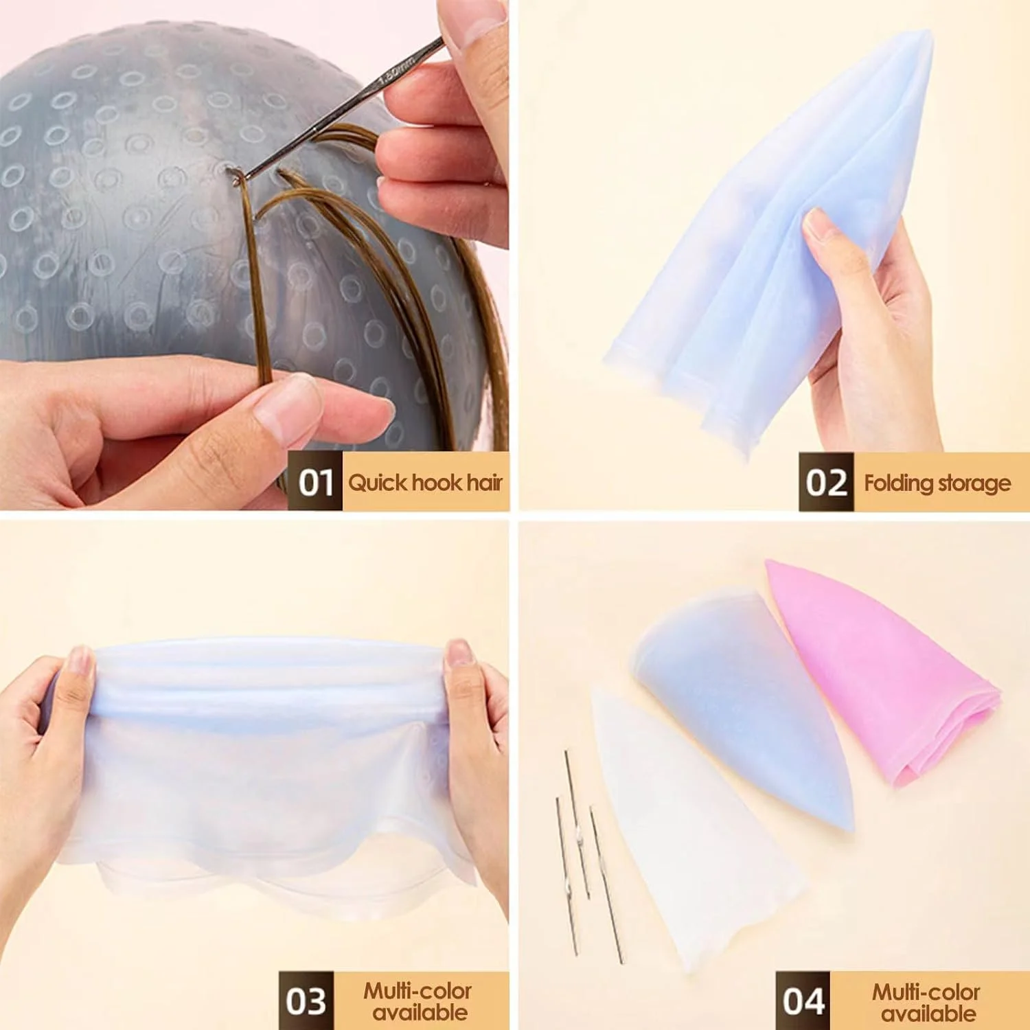 دو عدد کلاه مش با قلاب، کلاه مش سیلیکونی، کلاه رنگ مو سوراخ دار، کلاه هایلایت مو برای رنگ کردن مو، کیت هایلایت مو برای استفاده در خانه و سالن (سفید) دو عدد کلاه مش با قلاب، کلاه مش سیلیکونی، کلاه رنگ مو سوراخ دار، کلاه هایلایت مو برای رنگ کردن مو، کیت هایلایت مو برای استفاده در خانه و سالن (سفید)