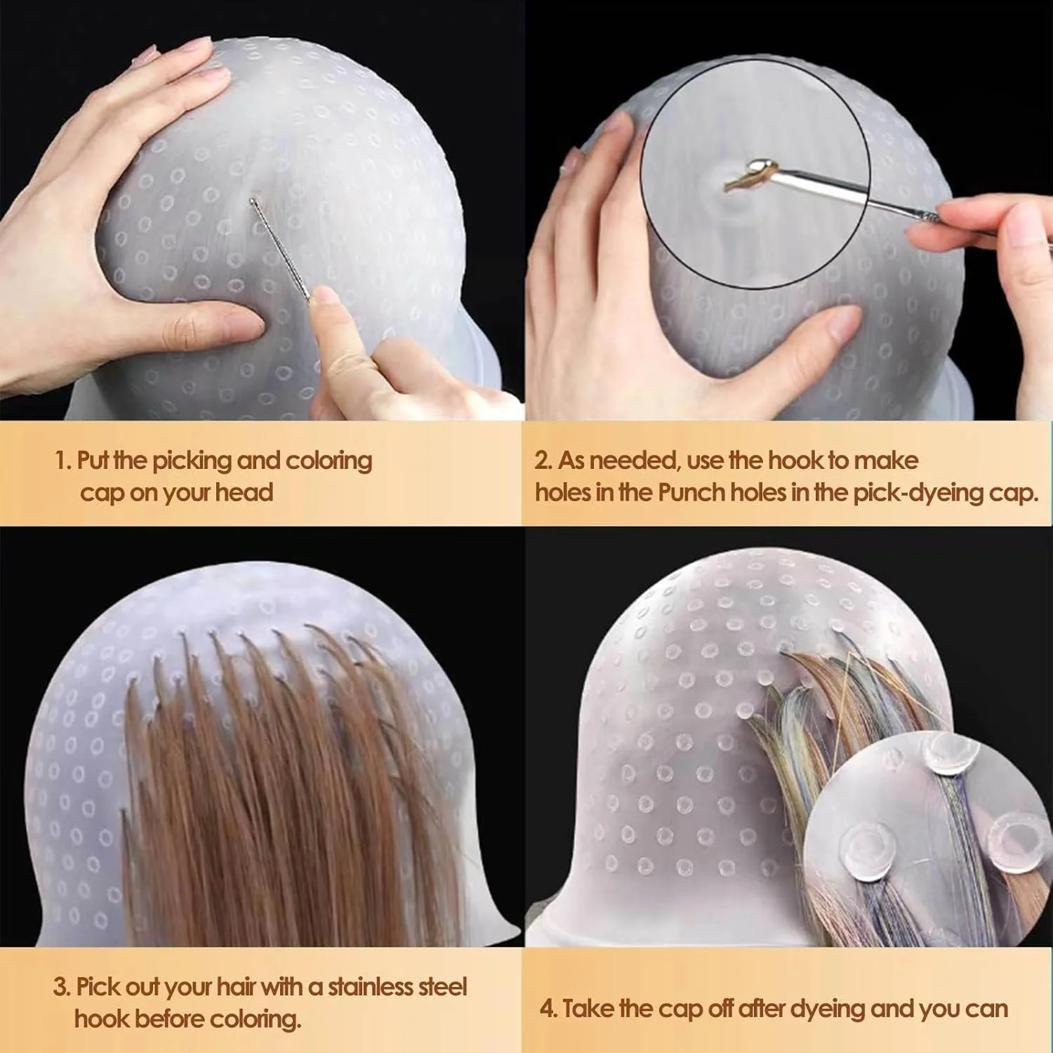 دو عدد کلاه مش با قلاب، کلاه مش سیلیکونی، کلاه رنگ مو سوراخ دار، کلاه هایلایت مو برای رنگ کردن مو، کیت هایلایت مو برای استفاده در خانه و سالن (سفید) دو عدد کلاه مش با قلاب، کلاه مش سیلیکونی، کلاه رنگ مو سوراخ دار، کلاه هایلایت مو برای رنگ کردن مو، کیت هایلایت مو برای استفاده در خانه و سالن (سفید)