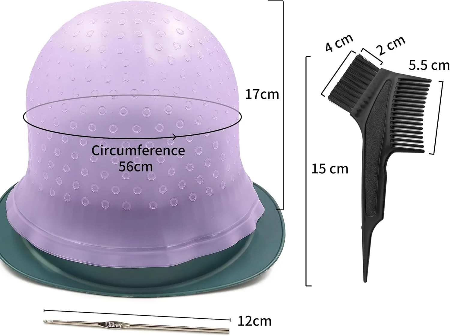 کلاه مش سیلیکونی سوراخ دار به همراه سوزن و برس رنگ مو، کلاه مش، ابزار رنگ آمیزی حرفه ای مو برای خانم ها و آقایان