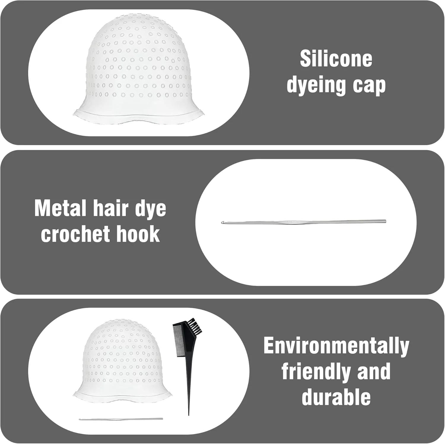 کیت کلاه مش 3 عددی، کلاه مش مو سیلیکونی، کلاه مش قابل استفاده مجدد با قلاب و برس رنگ آمیزی، کیت کلاه مش و قلاب برای رنگ کردن مو، مناسب استفاده در سالن های آرایشی و منزل برای خانم ها و آقایان کیت کلاه مش 3 عددی، کلاه مش مو سیلیکونی، کلاه مش قابل استفاده مجدد با قلاب و برس رنگ آمیزی، کیت کلاه مش و قلاب برای رنگ کردن مو، مناسب استفاده در سالن های آرایشی و منزل برای خانم ها و آقایان