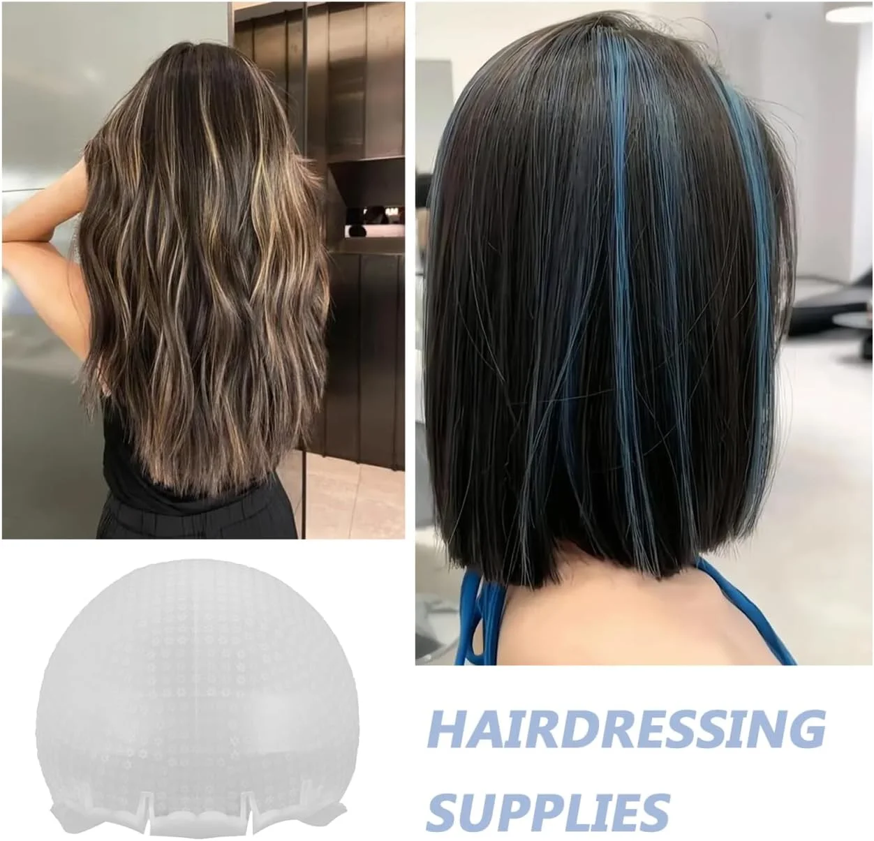 کلاه رنگ مو سیلیکونی قابل استفاده مجدد Baluue برای هایلایت، دارای سوراخهای از پیش پانچ شده، مناسب رنگ کردن مو در خانه و سالن کلاه رنگ مو سیلیکونی قابل استفاده مجدد Baluue برای هایلایت، دارای سوراخهای از پیش پانچ شده، مناسب رنگ کردن مو در خانه و سالن