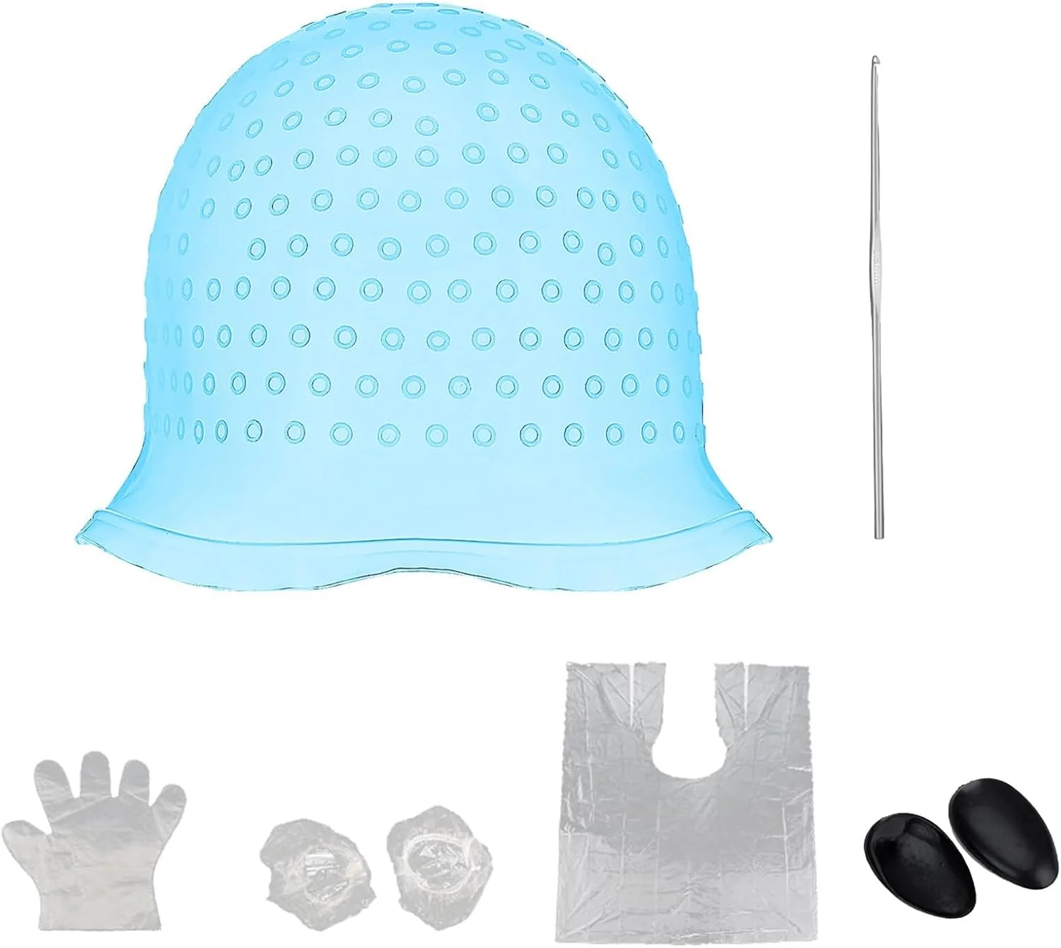 کلاه مش با قلاب، کیت پوشش سر سیلیکونی، با سوزن، ابزار رنگ آمیزی، ابزار رنگ و مش موی قابل استفاده مجدد برای زنان و مردان (آبی) کلاه مش با قلاب، کیت پوشش سر سیلیکونی، با سوزن، ابزار رنگ آمیزی، ابزار رنگ و مش موی قابل استفاده مجدد برای زنان و مردان (آبی)