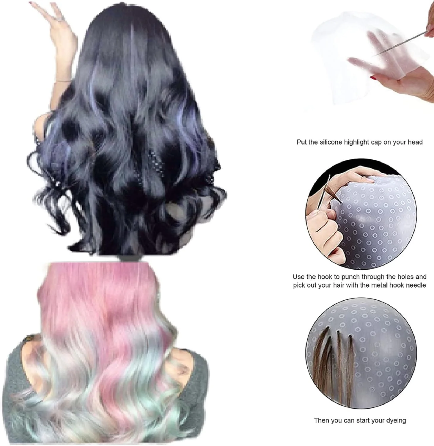 کلاه مش و قلاب، کلاه مش موی سفید سوراخ دار، کلاه رنگ موی سیلیکونی با برس و سوزن رنگ مو، ابزاری ایده آل برای مش در سالن یا خانه کلاه مش و قلاب، کلاه مش موی سفید سوراخ دار، کلاه رنگ موی سیلیکونی با برس و سوزن رنگ مو، ابزاری ایده آل برای مش در سالن یا خانه