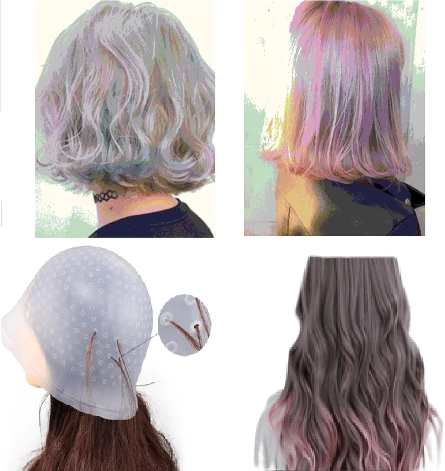 کلاه مش و قلاب، کلاه مش موی سفید سوراخ دار، کلاه رنگ موی سیلیکونی با برس و سوزن رنگ مو، ابزاری ایده آل برای مش در سالن یا خانه کلاه مش و قلاب، کلاه مش موی سفید سوراخ دار، کلاه رنگ موی سیلیکونی با برس و سوزن رنگ مو، ابزاری ایده آل برای مش در سالن یا خانه