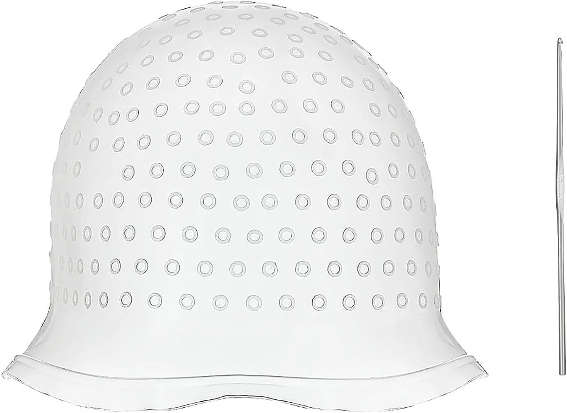 کلاه مش، کیت مش مو، ابزار رنگ کردن موی مش سیلیکونی قابل استفاده مجدد برای آرایشگاه، سفید کلاه مش، کیت مش مو، ابزار رنگ کردن موی مش سیلیکونی قابل استفاده مجدد برای آرایشگاه، سفید