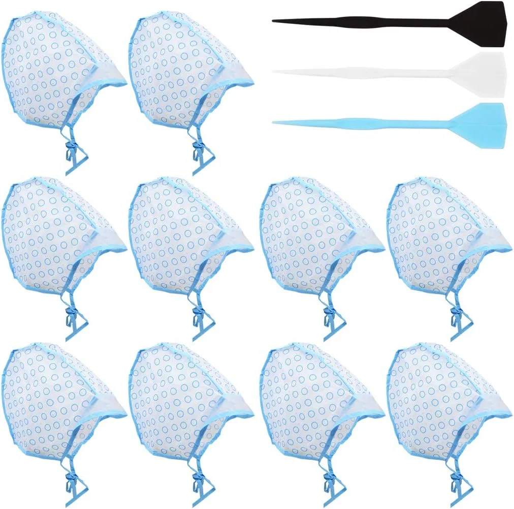 لامور بسته 10 عددی کلاه یکبار مصرف هایلایت به همراه قلاب پلاستیکی، کلاه رنگ مو برای رنگ کردن مو در سالن و منزل لامور بسته 10 عددی کلاه یکبار مصرف هایلایت به همراه قلاب پلاستیکی، کلاه رنگ مو برای رنگ کردن مو در سالن و منزل