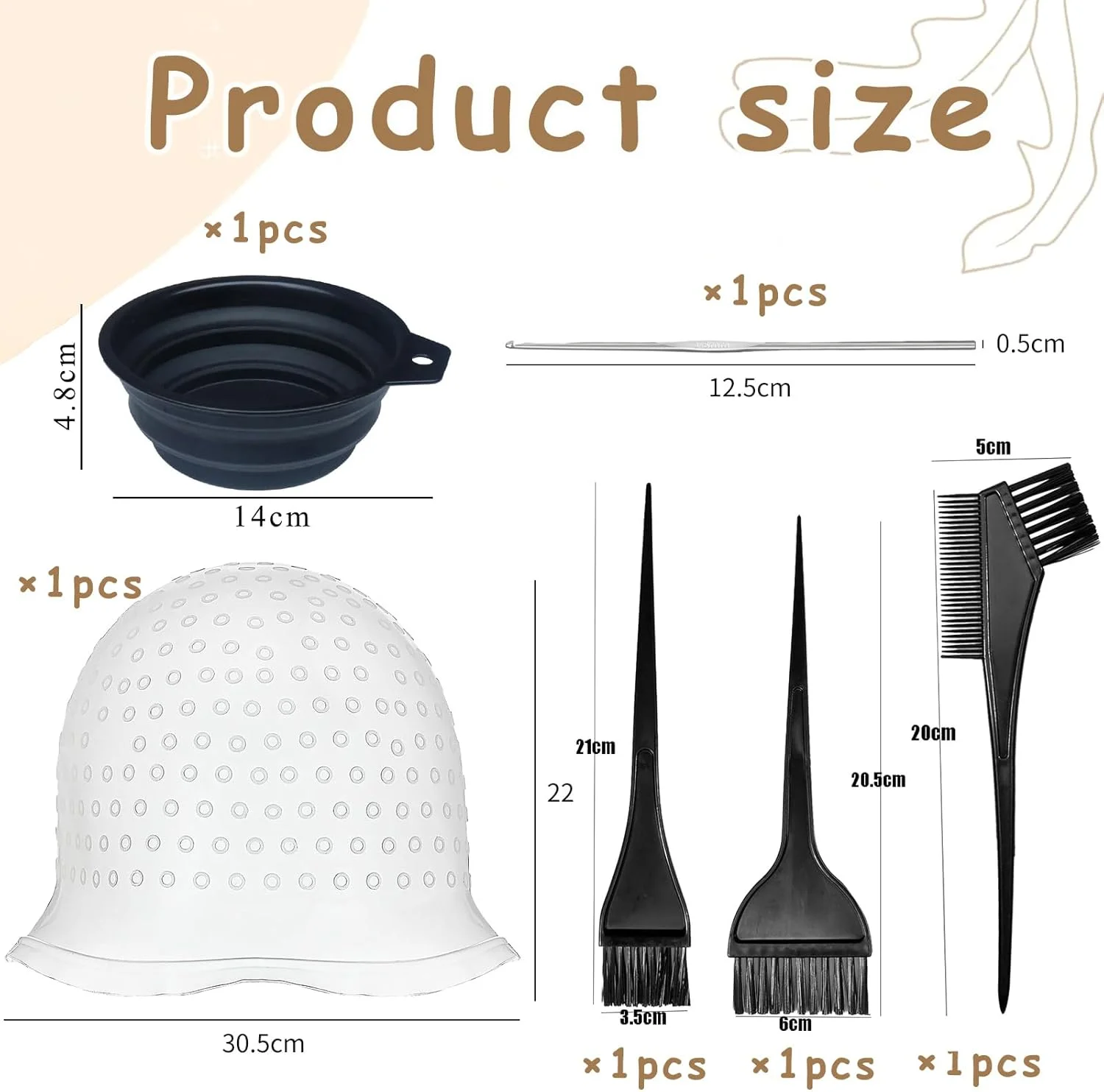 ست 6 تکه کلاه مش، برس رنگ مو و کاسه، ابزار آرایشگری، کیت مش موی سیلیکونی سوراخ دار با سوزن و برس رنگ مو برای بانوان و دختران ست 6 تکه کلاه مش، برس رنگ مو و کاسه، ابزار آرایشگری، کیت مش موی سیلیکونی سوراخ دار با سوزن و برس رنگ مو برای بانوان و دختران