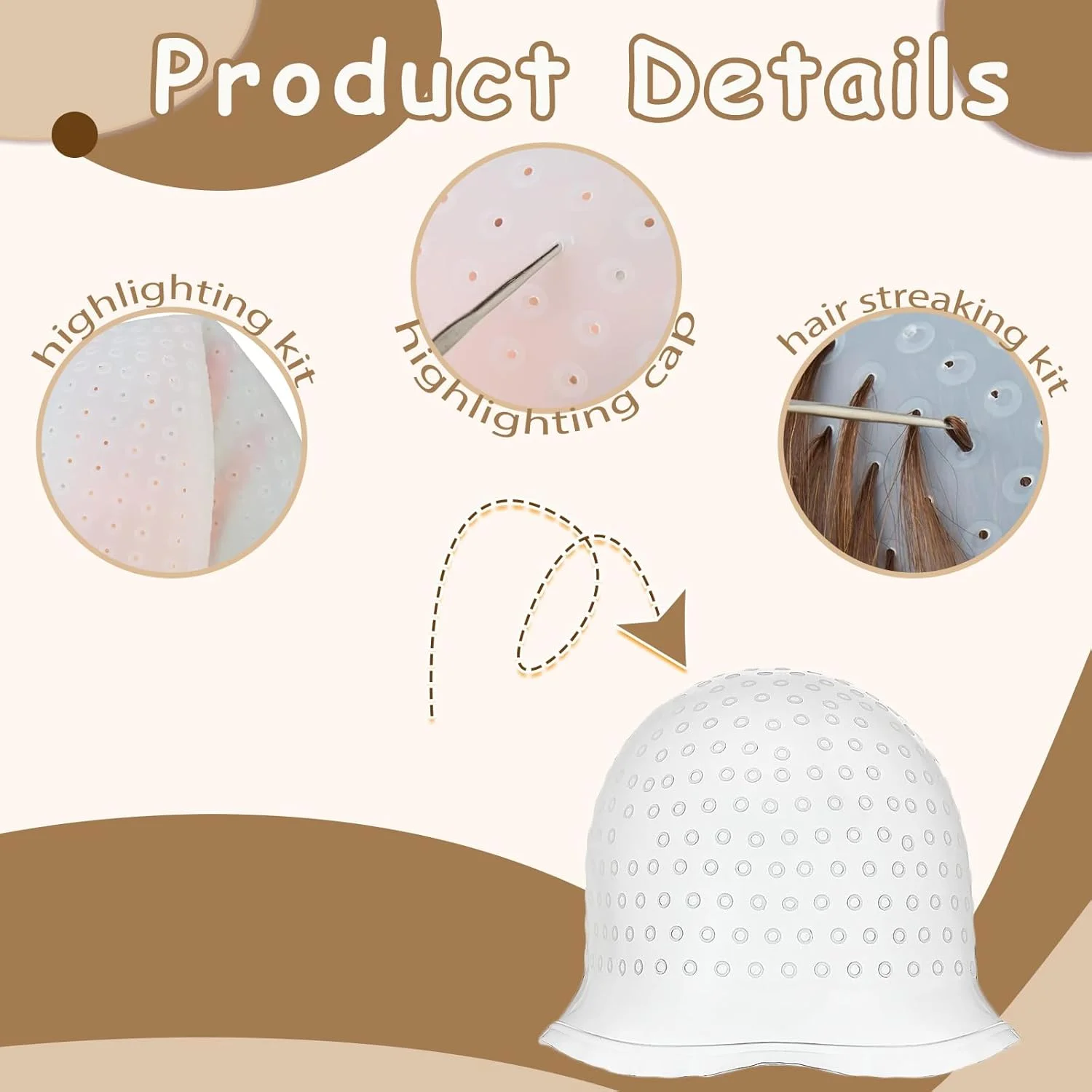 ست 6 تکه کلاه مش، برس رنگ مو و کاسه، ابزار آرایشگری، کیت مش موی سیلیکونی سوراخ دار با سوزن و برس رنگ مو برای بانوان و دختران ست 6 تکه کلاه مش، برس رنگ مو و کاسه، ابزار آرایشگری، کیت مش موی سیلیکونی سوراخ دار با سوزن و برس رنگ مو برای بانوان و دختران