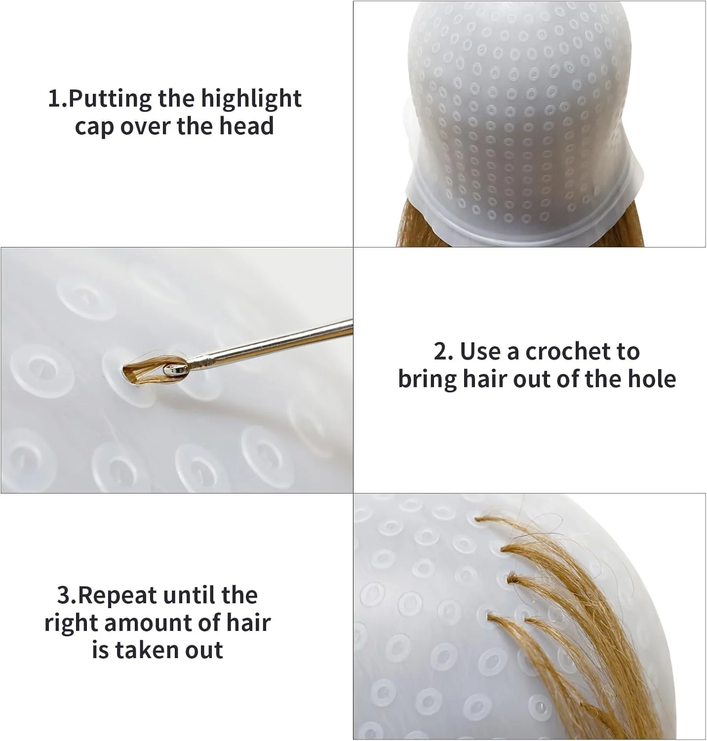 کلاه مش مو CLKE با قلاب، ست حرفه ای مش مو با سوزن، کلاه و برس، ابزار رنگ و مش مو برای زنان و مردان، قابل استفاده مجدد (سفید) کلاه مش مو CLKE با قلاب، ست حرفه ای مش مو با سوزن، کلاه و برس، ابزار رنگ و مش مو برای زنان و مردان، قابل استفاده مجدد (سفید)