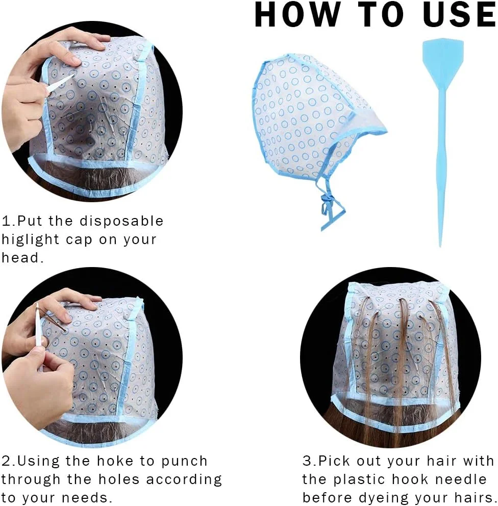 لامور بسته 10 عددی کلاه یکبار مصرف هایلایت به همراه قلاب پلاستیکی، کلاه رنگ مو برای رنگ کردن مو در سالن و منزل لامور بسته 10 عددی کلاه یکبار مصرف هایلایت به همراه قلاب پلاستیکی، کلاه رنگ مو برای رنگ کردن مو در سالن و منزل