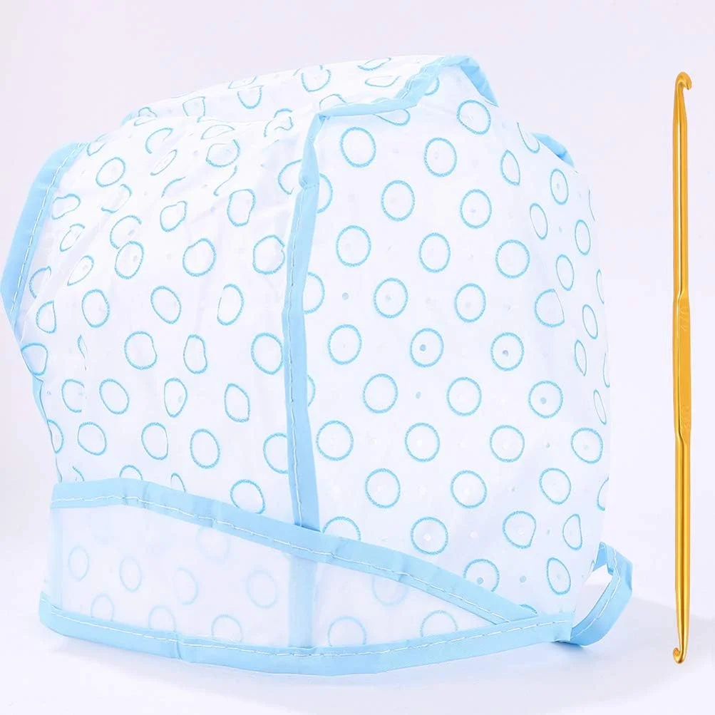 دو ست کلاه مش مو یکبار مصرف با 2 عدد قلاب برای رنگ کردن مو در سالن