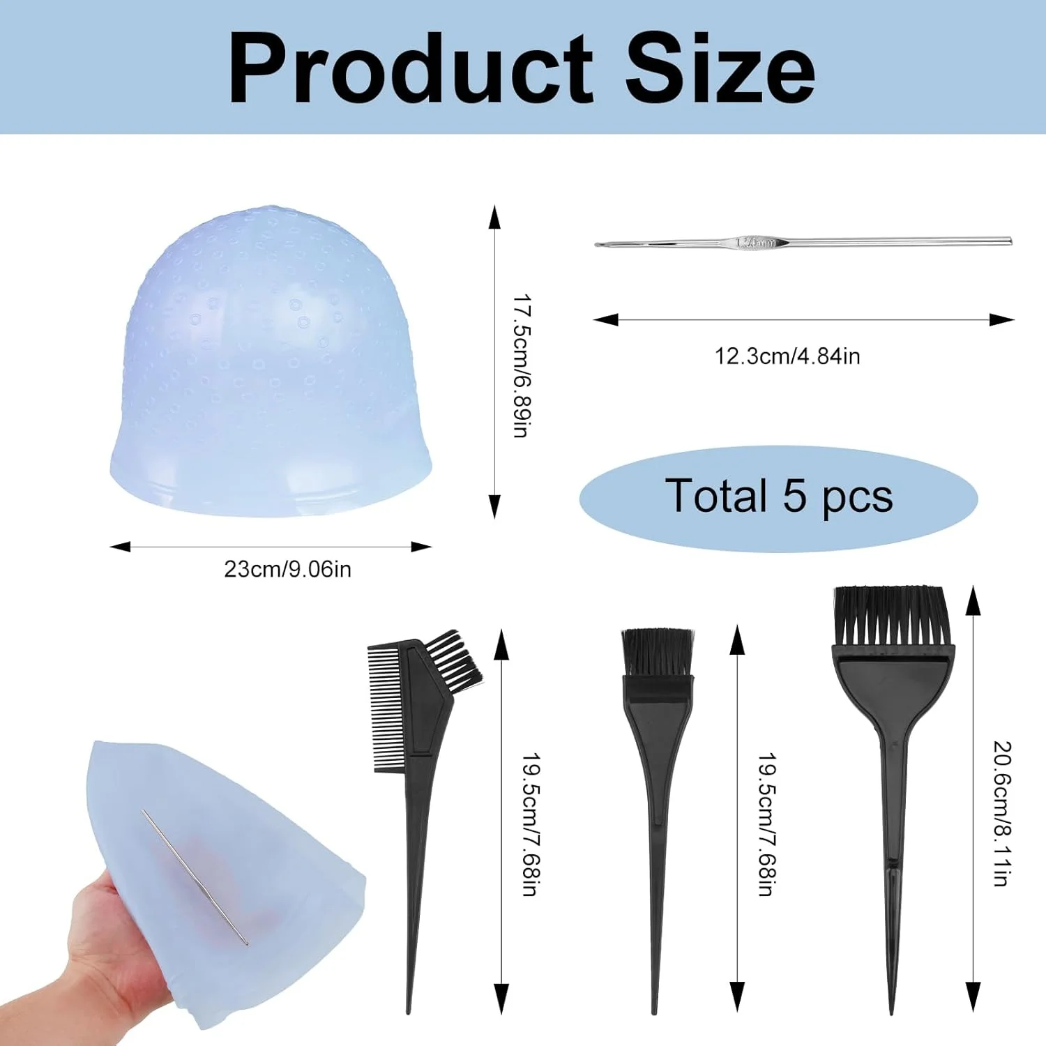 کلاه مش سیلیکونی سوراخ دار به همراه برس رنگ مو و سوزن، کلاه مش هایلایت، آبی کلاه مش سیلیکونی سوراخ دار به همراه برس رنگ مو و سوزن، کلاه مش هایلایت، آبی