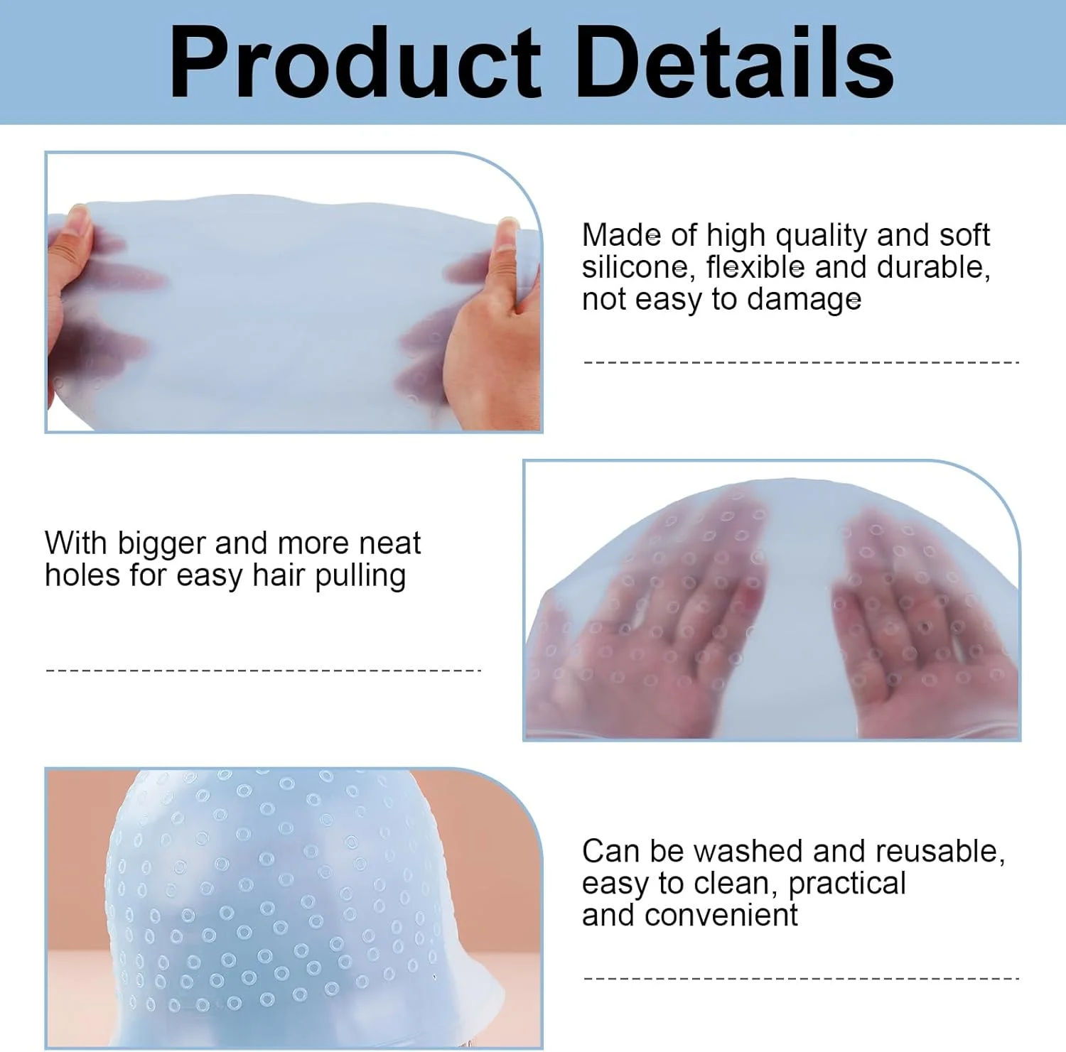 کلاه مش سیلیکونی سوراخ دار به همراه برس رنگ مو و سوزن، کلاه مش هایلایت، آبی کلاه مش سیلیکونی سوراخ دار به همراه برس رنگ مو و سوزن، کلاه مش هایلایت، آبی