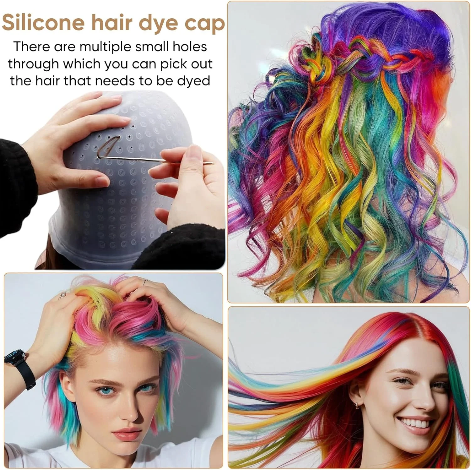 کلاه مش مو: کلاه مش با سوزن قلاب بافی و برس رنگ مو - کلاه مش یخی قابل استفاده مجدد - آرایشگری سیلیکونی حرفه ای سالن برای زنان و مردان کلاه مش مو: کلاه مش با سوزن قلاب بافی و برس رنگ مو - کلاه مش یخی قابل استفاده مجدد - آرایشگری سیلیکونی حرفه ای سالن برای زنان و مردان