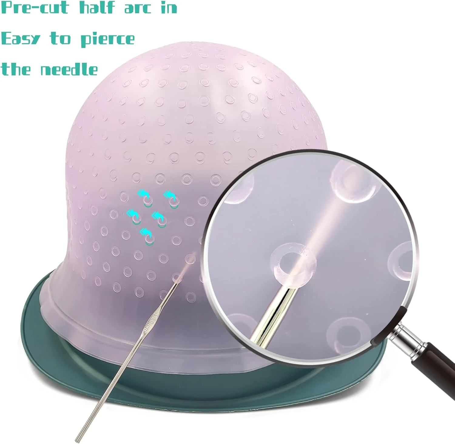 کلاه مش با سوراخ، سوراخ های از پیش پانچ شده، کلاه مش، کلاه مش سیلیکونی، کلاه مش موی بلند با سوزن، کلاه مش، کلاه با سوراخ های زیاد برای رنگ