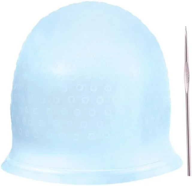 کلاه رنگ مو سیلیکونی قابل استفاده مجدد با قلاب فلزی، ابزار آرایشگاهی رنگ مو (آبی)، کلاه رنگ مو کلاه رنگ مو سیلیکونی قابل استفاده مجدد با قلاب فلزی، ابزار آرایشگاهی رنگ مو (آبی)، کلاه رنگ مو