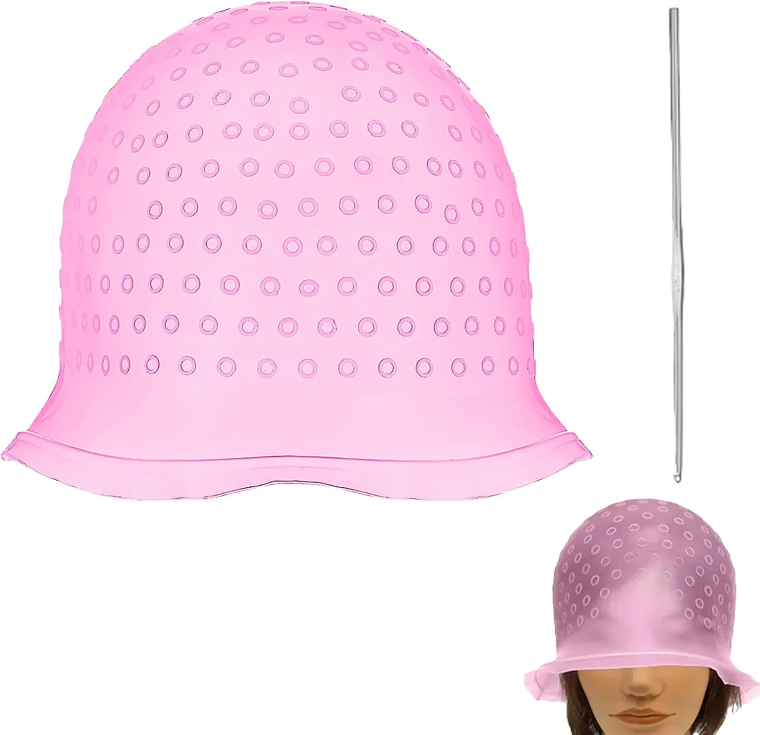 بسته 2 عددی کلاه مش، کلاه مش سوراخ دار به همراه سوزن مش برای رنگ کردن حرفه ای مو در سالن و منزل بسته 2 عددی کلاه مش، کلاه مش سوراخ دار به همراه سوزن مش برای رنگ کردن حرفه ای مو در سالن و منزل