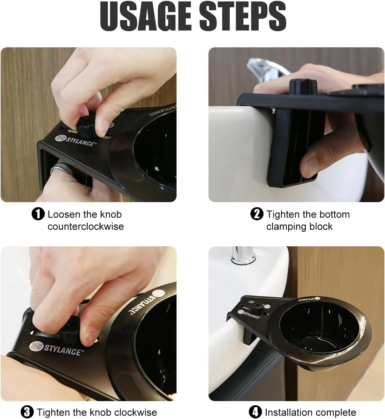 نگهدارنده کاسه رنگ مو برای سینک - کاسه های رنگ مو برای آرایشگر، چسبندگی به سینک یا ایستگاه شامپو برای سهولت در رنگ کردن - مشکی