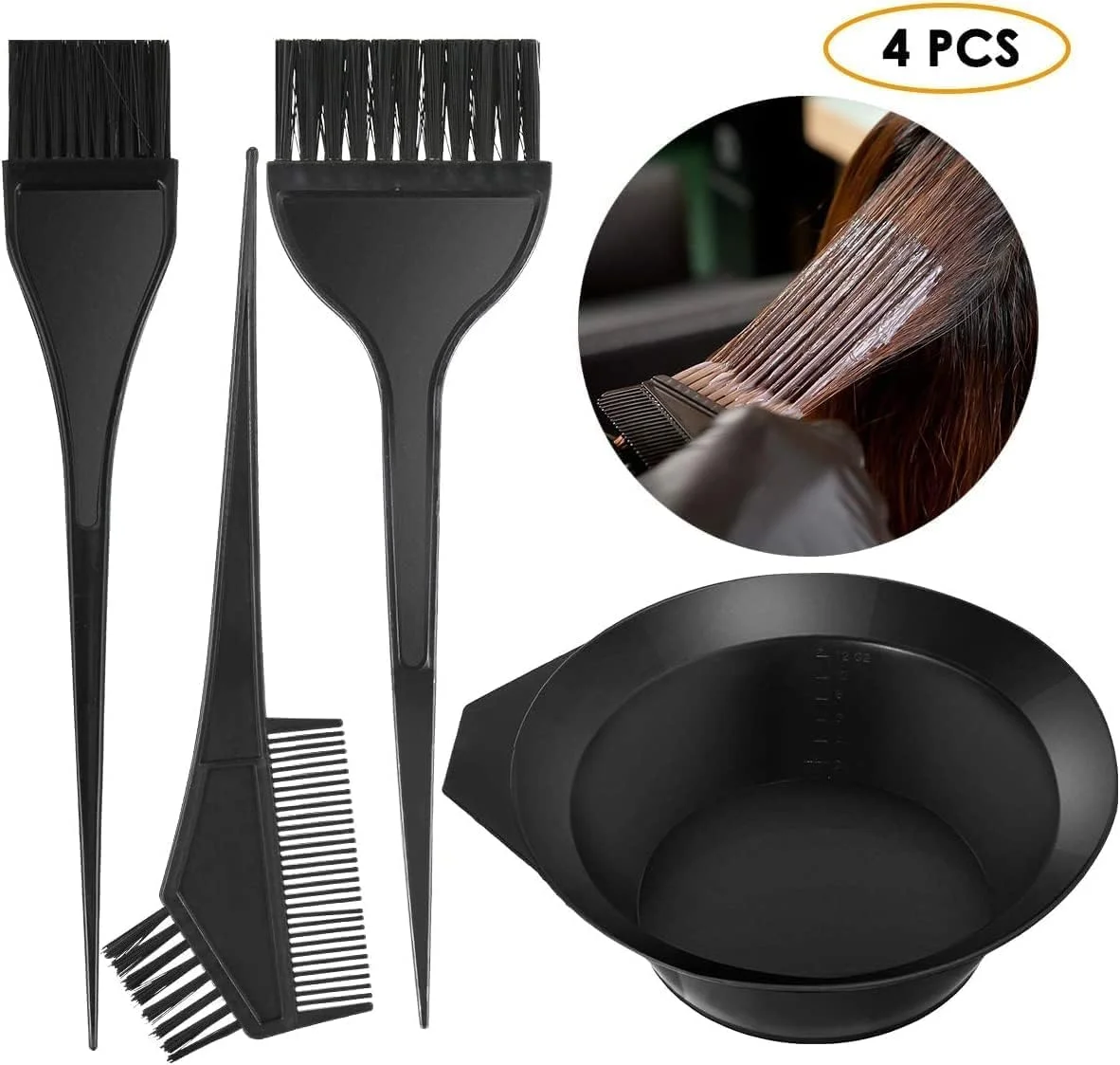 ست رنگ موی سالنی 4 تکه شامل برس رنگ، شانه، کاسه ترکیب رنگ و ابزار رنگ ست رنگ موی سالنی 4 تکه شامل برس رنگ، شانه، کاسه ترکیب رنگ و ابزار رنگ