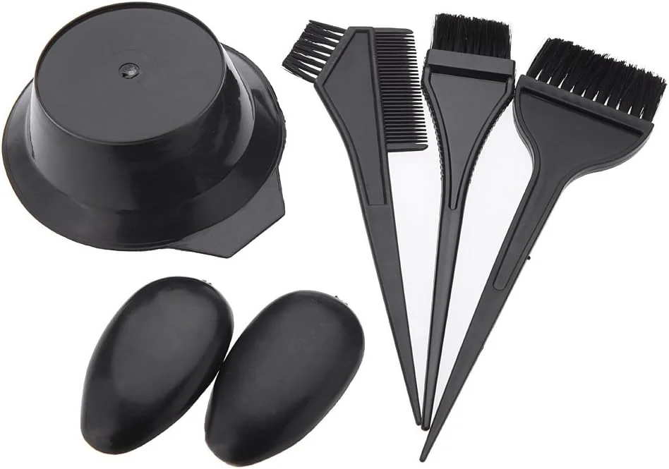 ست ابزار رنگ مو شامل کاسه و برس رنگ مو، مناسب برای آرایشگاه