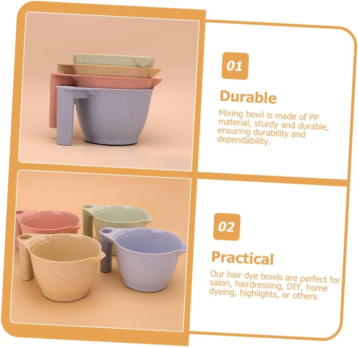 minkissy ست کاسه رنگ مو، 4 عدد، ابزار رنگ مو، کاسه اندازه گیری رنگ مو، فنجان اندازه گیری رنگ مو، کاسه رنگارنگ، کاسه مخلوط کردن، کاسه رنگ کردن مو، کاسه های رنگ، کاسه مخلوط کردن رنگ، ست سبز