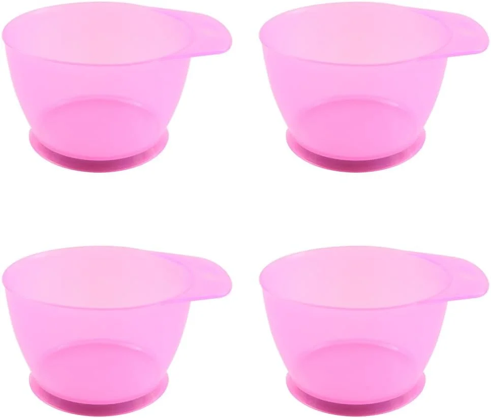 lasenersm 4 عدد کاسه رنگ مو، کاسه رنگ مو، کاسه مخلوط رنگ پلاستیکی، کاسه اپلیکاتور رنگ، ابزار رنگ آمیزی مو برای سالن منزل، صورتی شفاف