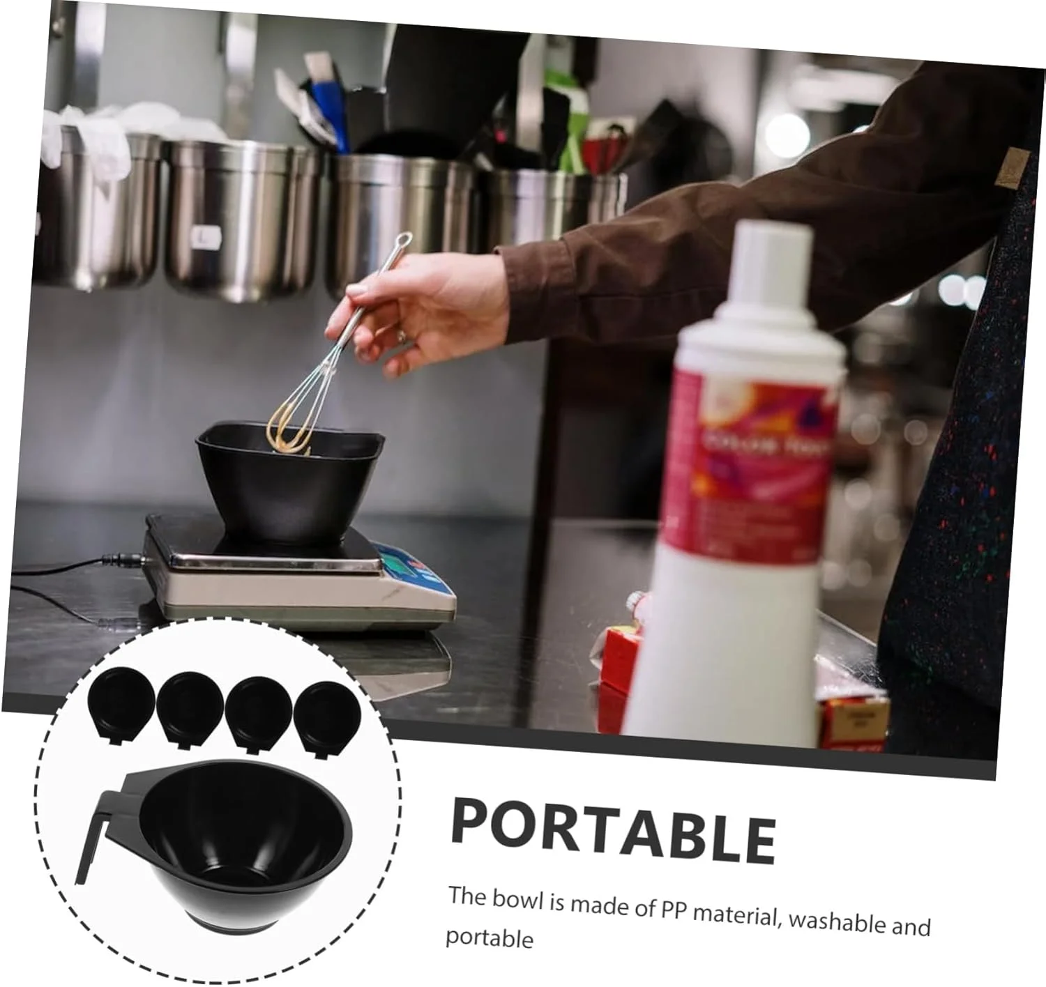 FRCOLOR ست کاسه رنگ مو شامل ۵ عدد کاسه ترکیب رنگ، مناسب برای رنگ کردن مو در خانه و آرایشگاه