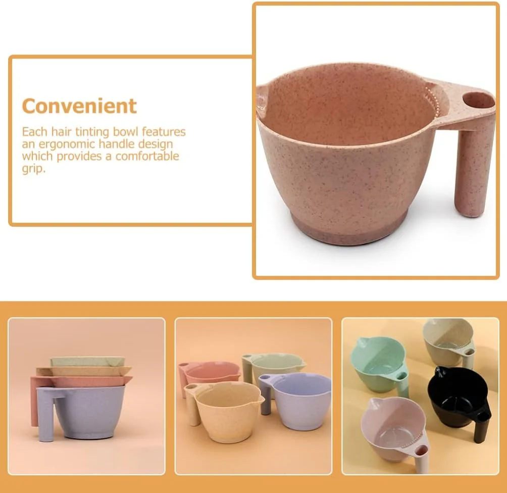 minkissy 2 عدد کاسه رنگ مو کاسه های رنگ مو پلاستیکی ست کاسه مخلوط رنگ برای مصارف خانگی و سالن صورتی