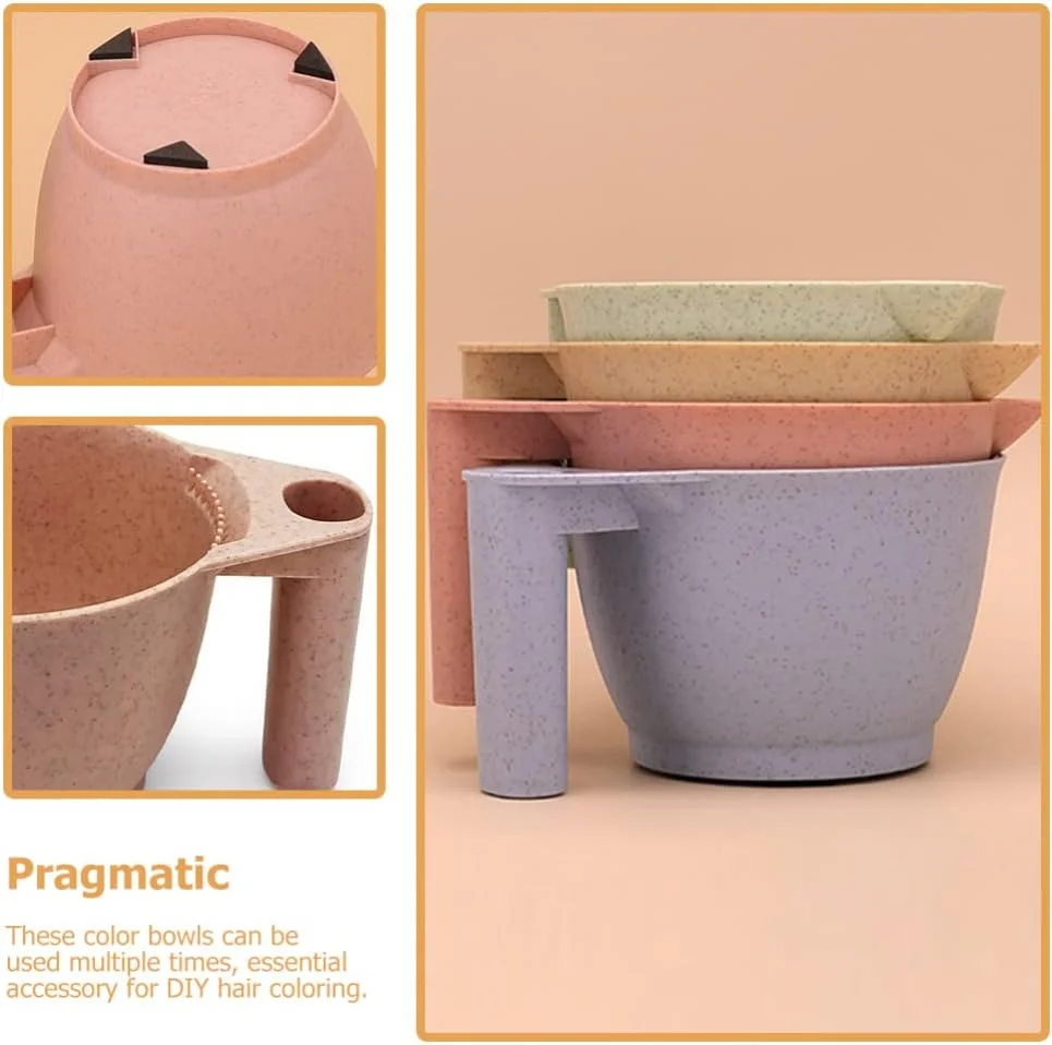 minkissy 2 عدد کاسه رنگ مو کاسه های رنگ مو پلاستیکی ست کاسه مخلوط رنگ برای مصارف خانگی و سالن صورتی