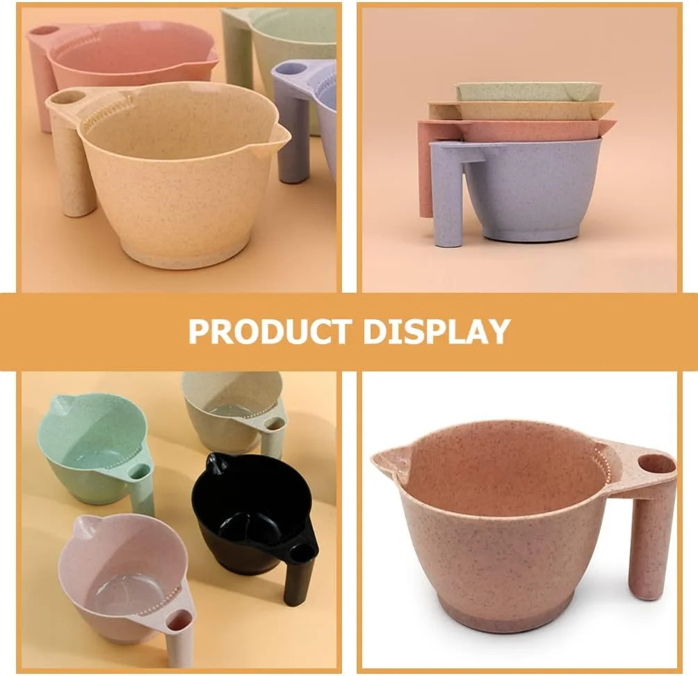 minkissy 2 عدد کاسه رنگ مو کاسه های رنگ مو پلاستیکی ست کاسه مخلوط رنگ برای مصارف خانگی و سالن صورتی