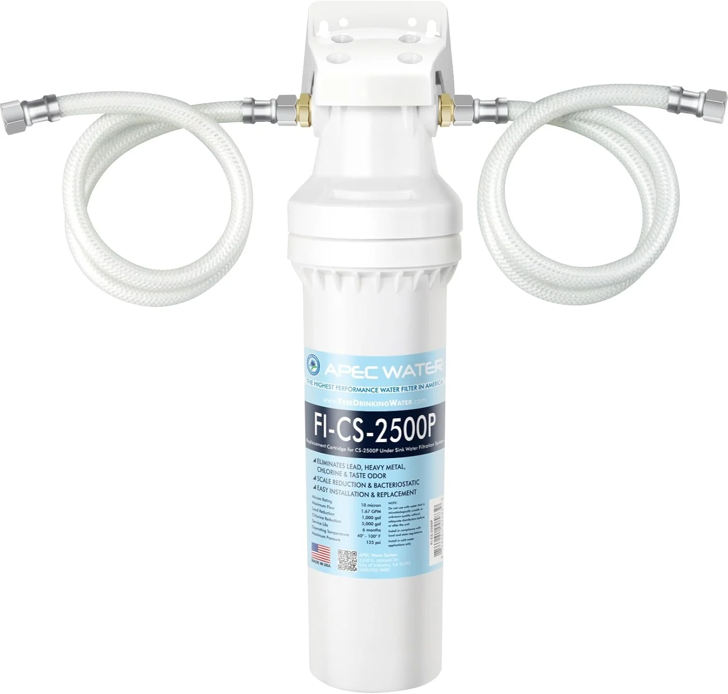سیستم فیلتراسیون آب زیر سینکی با ظرفیت فوق العاده بالا APEC Water Systems CS-2500P به همراه بازدارنده رسوب، فیلتر ساخت آمریکا با کیفیت عالی