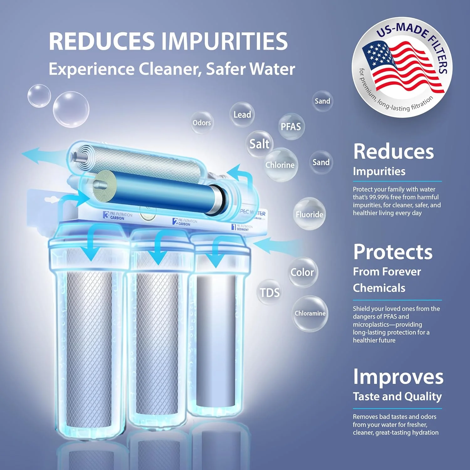 سیستم تصفیه آب اسمز معکوس APEC Water Systems RO-90 Ultimate Series، دارای شیر کروم سیستم تصفیه آب اسمز معکوس APEC Water Systems RO-90 Ultimate Series، دارای شیر کروم