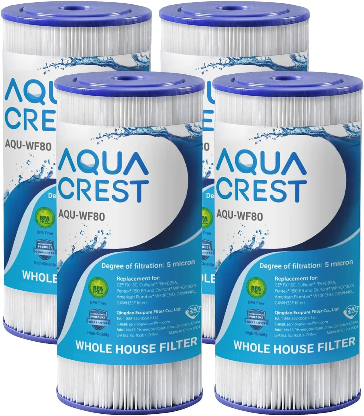 فیلتر آب خانگی AQUA CREST FXHSC جایگزین برای GE® FXHSC, GXWH40L, GXWH35F, American Plumber W50PEHD, W10-PR, Culligan® R50-BBSA، 5 میکرون 10" x 4.5"، فیلترهای رسوب جریان بالا، بسته 4 عددی فیلتر آب خانگی AQUA CREST FXHSC جایگزین برای GE® FXHSC, GXWH40L, GXWH35F, American Plumber W50PEHD, W10-PR, Culligan® R50-BBSA، 5 میکرون 10" x 4.5"، فیلترهای رسوب جریان بالا، بسته 4 عددی