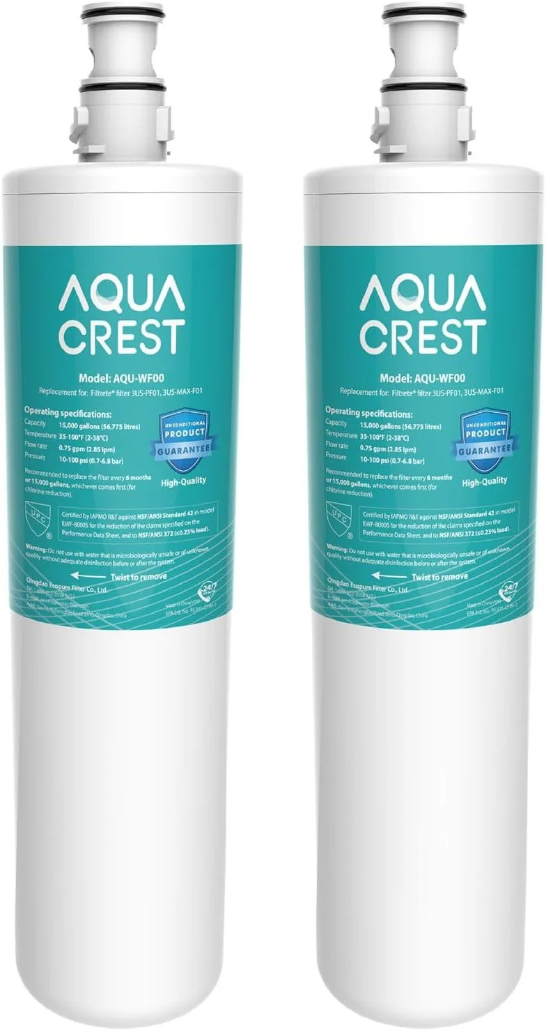 فیلتر آب زیر سینکی AQUA CREST 3US-PF01، جایگزین دارای گواهی NSF/ANSI 42 برای فیلترهای Advanced Filtrete 3US-PF01، 3US-MAX-F01H، Delta RP78702، Manitowoc K-00337، K-00338، بسته 2 عددی، مدل AQU-WF00 فیلتر آب زیر سینکی AQUA CREST 3US-PF01، جایگزین دارای گواهی NSF/ANSI 42 برای فیلترهای Advanced Filtrete 3US-PF01، 3US-MAX-F01H، Delta RP78702، Manitowoc K-00337، K-00338، بسته 2 عددی، مدل AQU-WF00