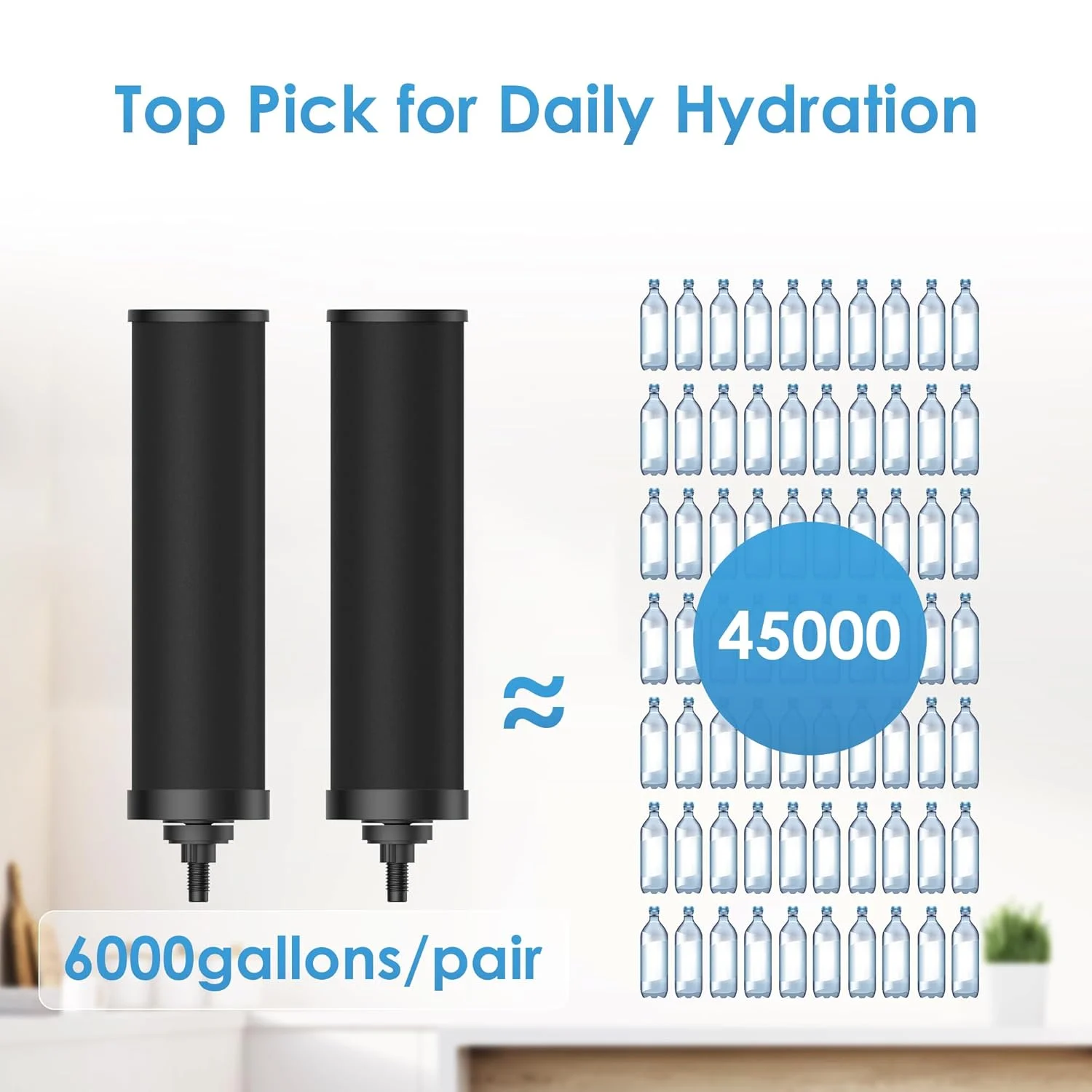 سیستم فیلتر آب ثقلی آکوا کرست، دارای گواهینامه NSF/ANSI 42&372، فیلترهای کربن سیاه، کاهش سرب و تا 99% کلر، 8.5 لیتر، برای خانه، کمپینگ، مسافرت با RV، خارج از شبکه، مواقع اضطراری، AQ-TN-A