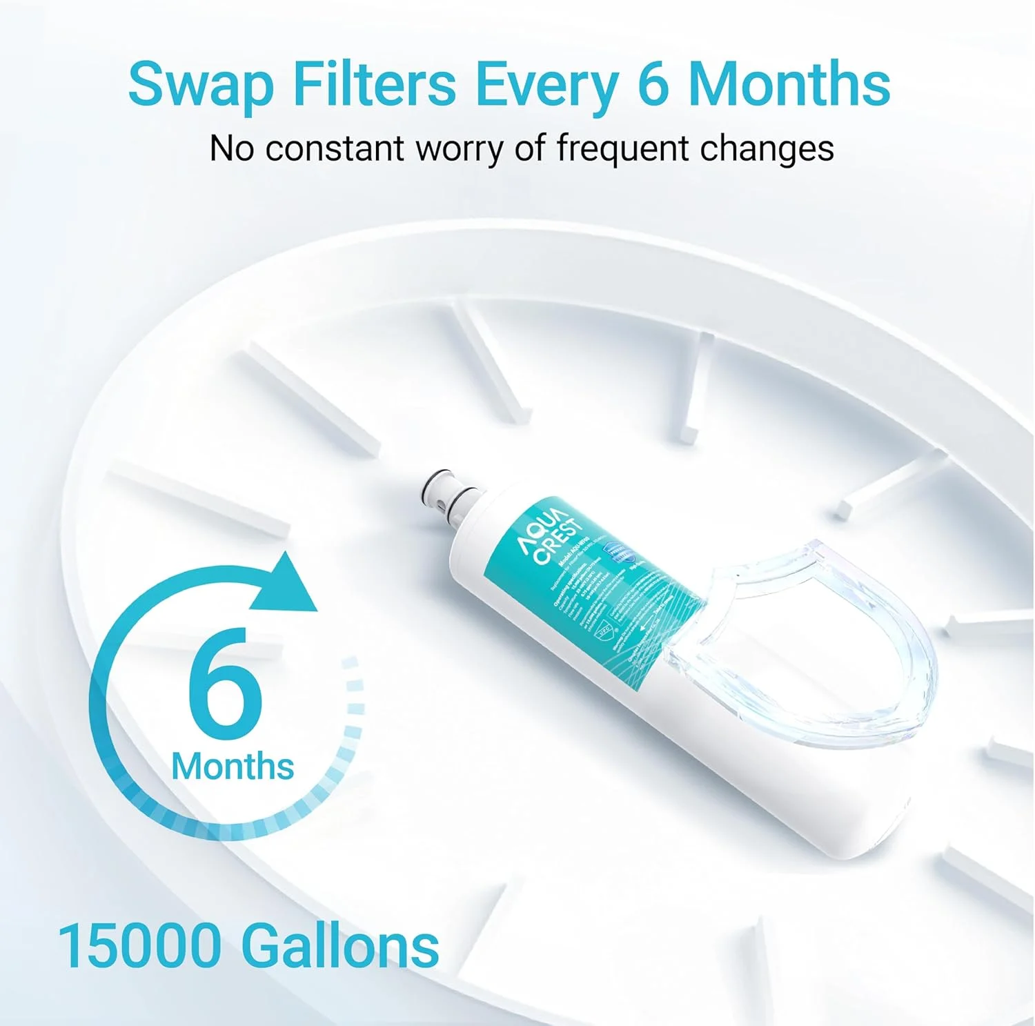 فیلتر آب زیر سینکی AQUA CREST 3US-PF01، جایگزین دارای گواهی NSF/ANSI 42 برای فیلترهای Advanced Filtrete 3US-PF01، 3US-MAX-F01H، Delta RP78702، Manitowoc K-00337، K-00338، بسته 2 عددی، مدل AQU-WF00