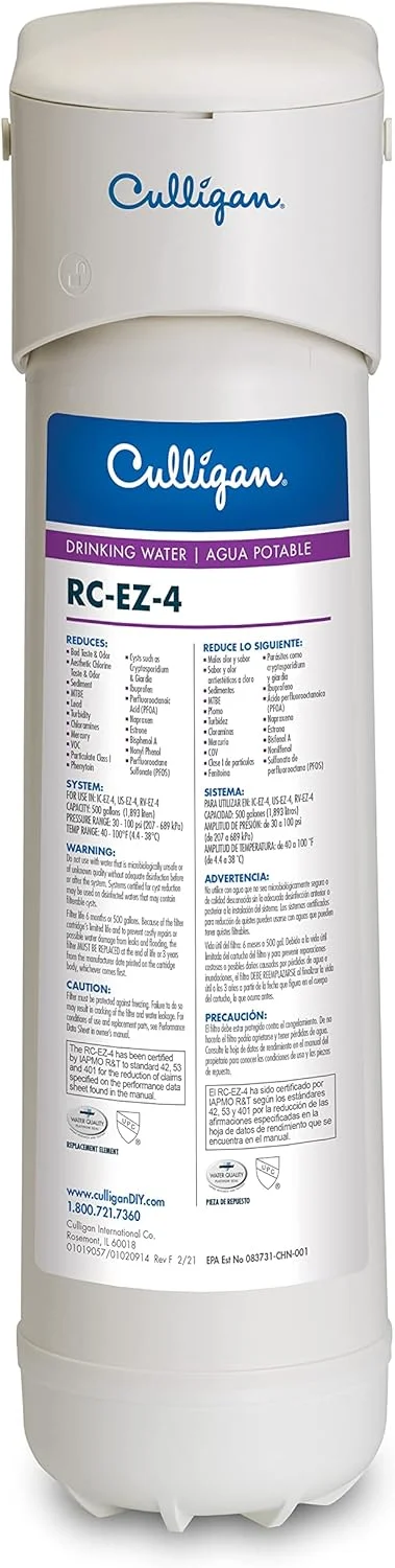 سیستم تصفیه آب آشامیدنی زیر سینکی Culligan US Change با شیر اختصاصی و فیلتر ممتاز، EZ-4 (بهترین فیلتراسیون)، کروم سیستم تصفیه آب آشامیدنی زیر سینکی Culligan US Change با شیر اختصاصی و فیلتر ممتاز، EZ-4 (بهترین فیلتراسیون)، کروم