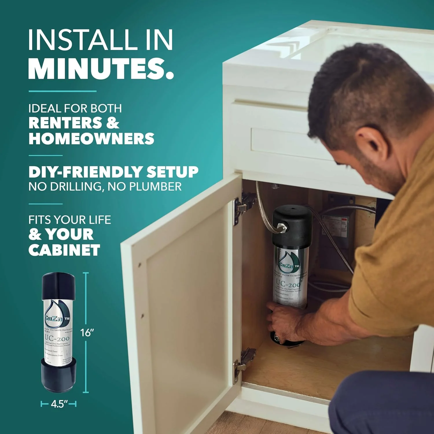 فیلتر آب زیر سینکی CuZn UC-200 - ظرفیت فوق العاده بالا 50 هزار گالن - ساخت آمریکا فیلتر آب زیر سینکی CuZn UC-200 - ظرفیت فوق العاده بالا 50 هزار گالن - ساخت آمریکا