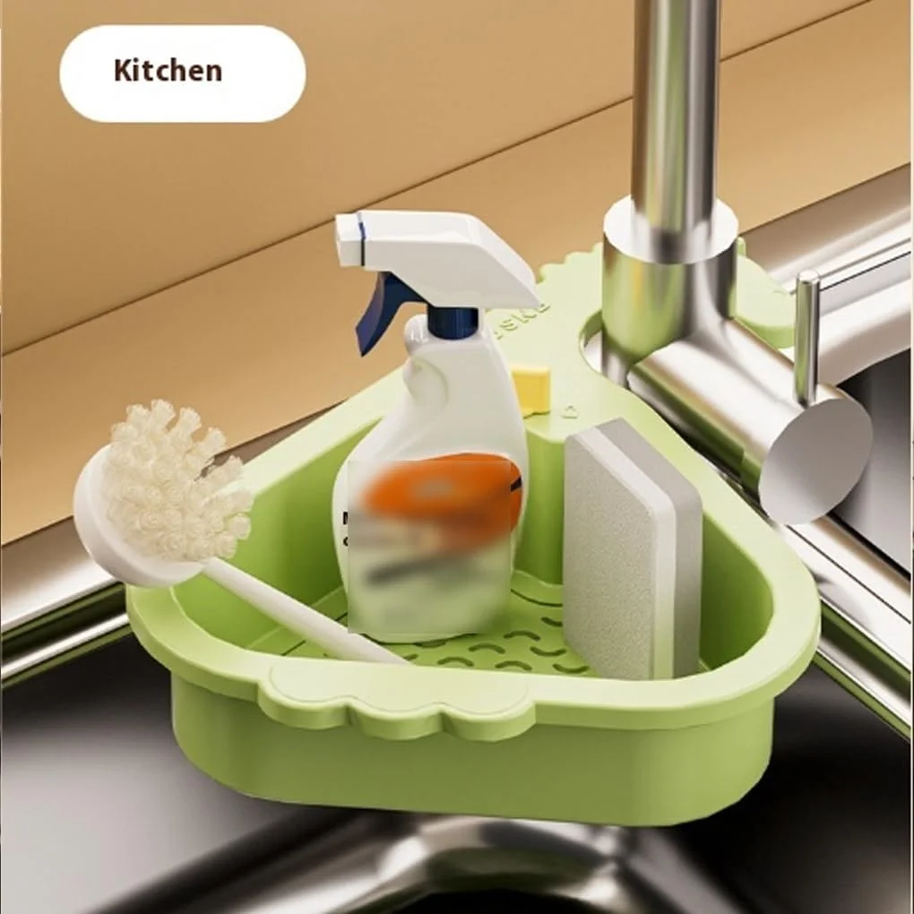 ست ۲ عددی سبد مثلثی آبکش و نگهداری سبزیجات با فیلتر خودکار سینک برای مواد غذایی، زرد