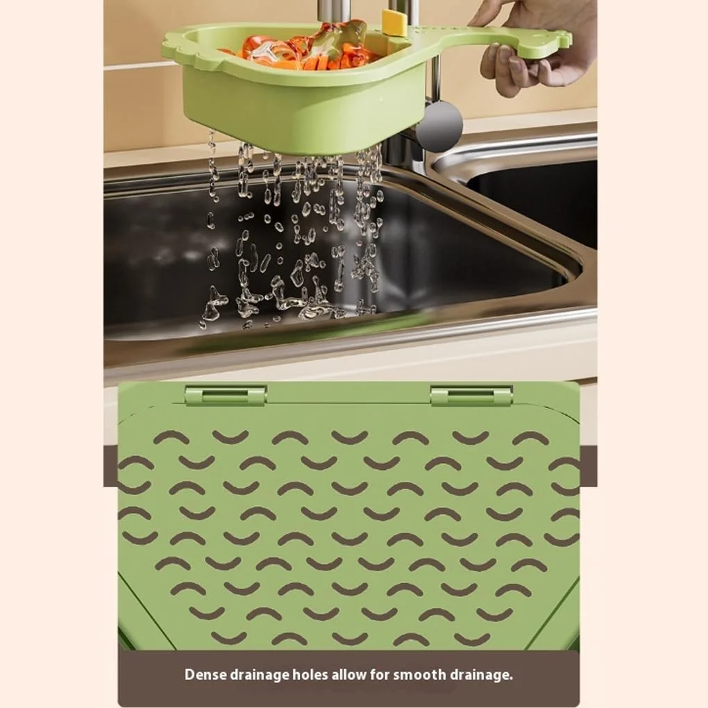 ست ۲ عددی سبد مثلثی آبکش و نگهداری سبزیجات با فیلتر خودکار سینک برای مواد غذایی، زرد