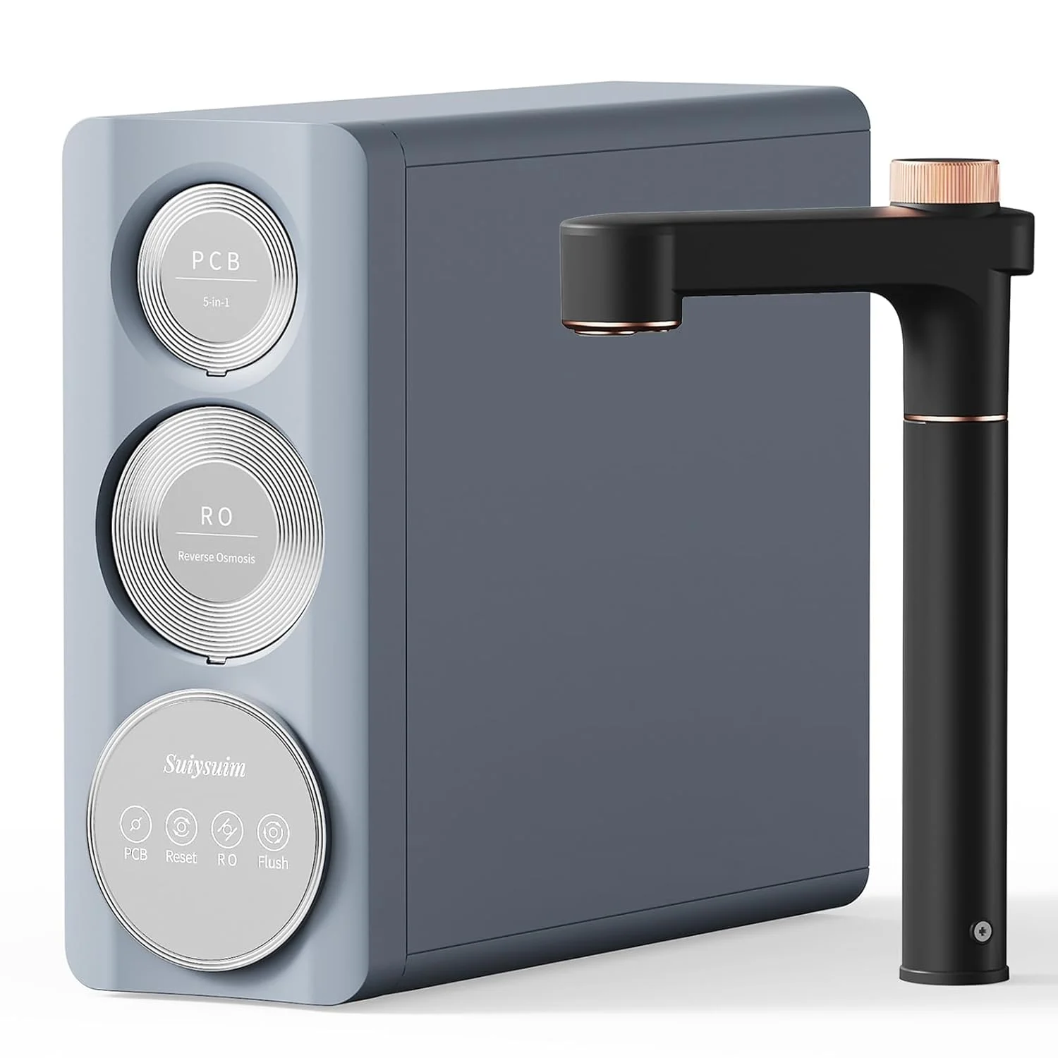 سیستم اسمز معکوس بدون مخزن Suiysuim با ظرفیت 800 GPD، سیستم تصفیه آب 6 مرحله ای زیر سینکی، دارای گواهینامه NSF/ANSI 42، دارای دو خروجی برای آب RO و آب میکرو حباب، نسبت آب خالص به زهکشی 2:1، مدل N2-S