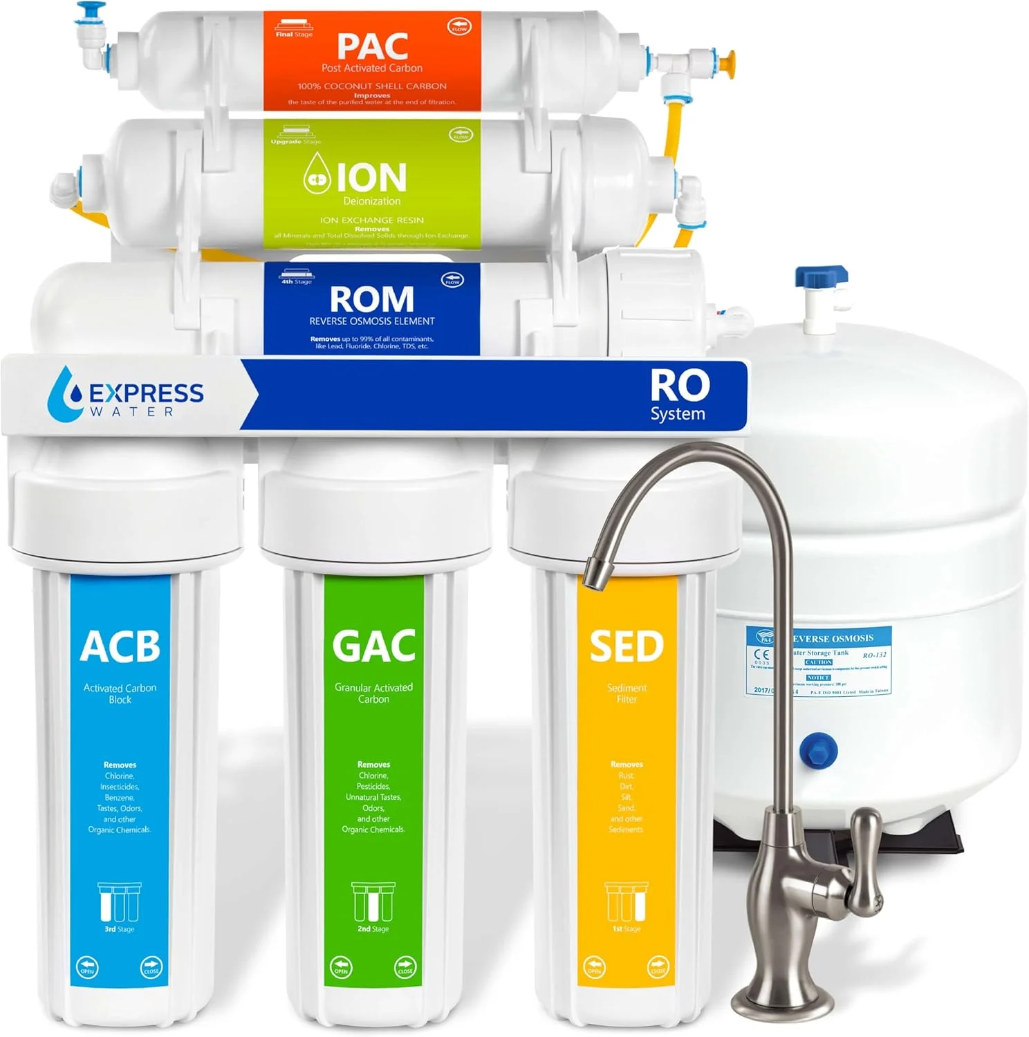 سیستم تصفیه آب اسمز معکوس اکسپرس واتر با دیونیزاسیون – فیلتر آب 6 مرحله ای RO با شیر و مخزن – فیلتر آب زیر سینکی – با فیلتر آب دیونیزاسیون – 100 GPD سیستم تصفیه آب اسمز معکوس اکسپرس واتر با دیونیزاسیون – فیلتر آب 6 مرحله ای RO با شیر و مخزن – فیلتر آب زیر سینکی – با فیلتر آب دیونیزاسیون – 100 GPD