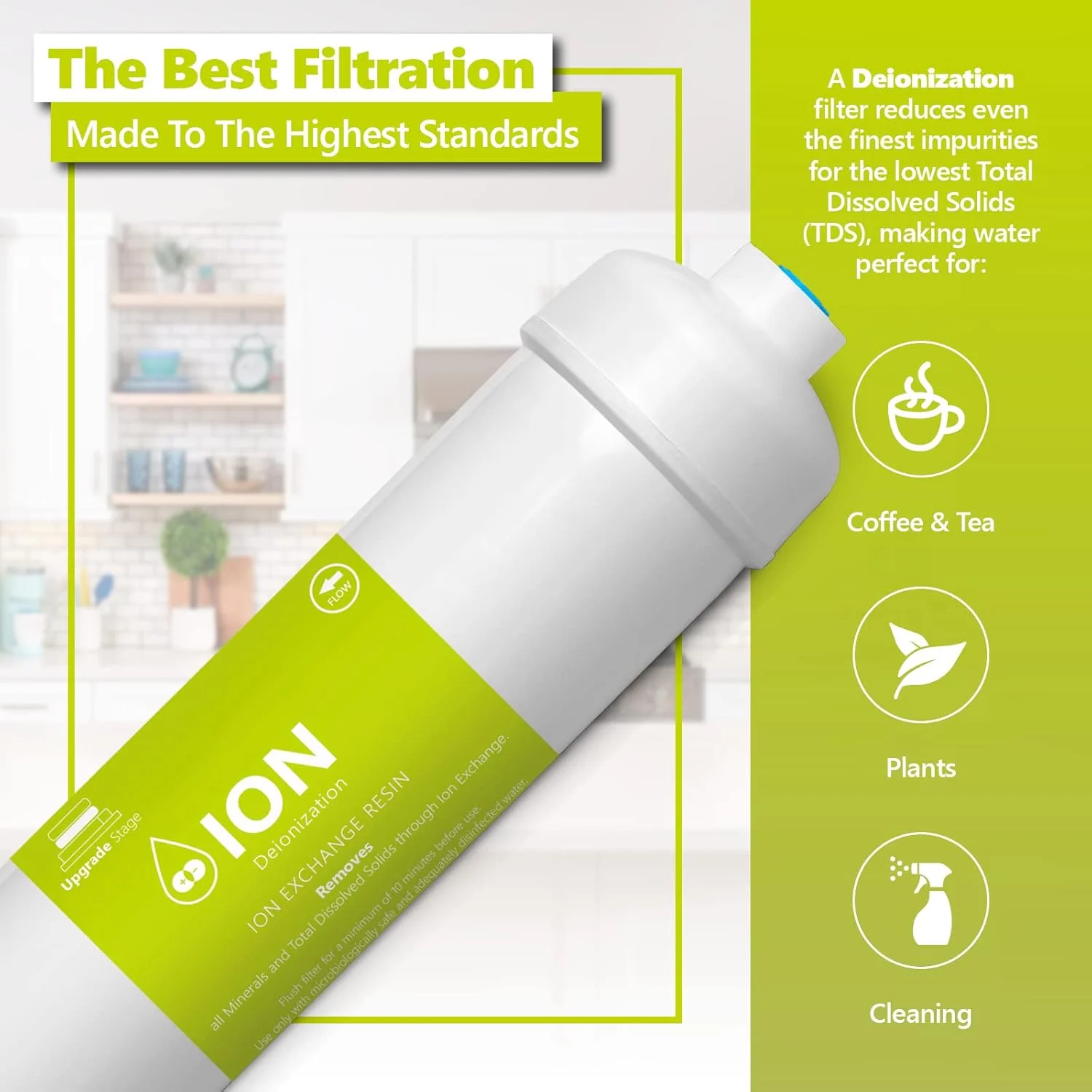 اکسپرس واتر - بسته 2 عددی فیلتر دییونیزاسیون آب - تصفیه کننده آب DI - 10 اینچ - مناسب برای زیر سینک و سیستم اسمز معکوس