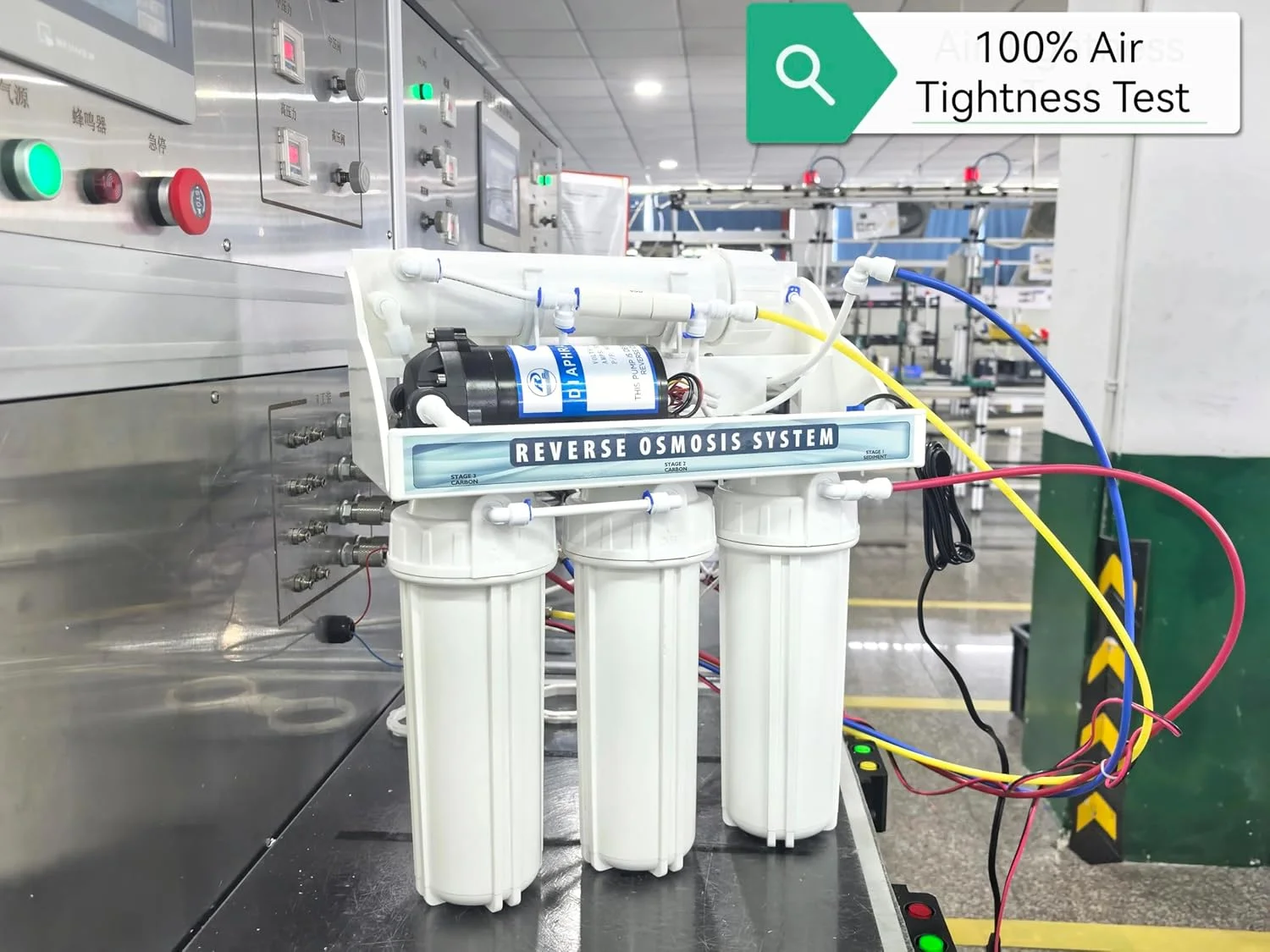 سیستم تصفیه آب اسمز معکوس 6 مرحله ای، با جریان پایدار، دارای گواهینامه NSF، به همراه شیر نیکل و مخزن، پمپ تقویت کننده، به علاوه فیلترهای جایگزین زیر سینکی به همراه پایه