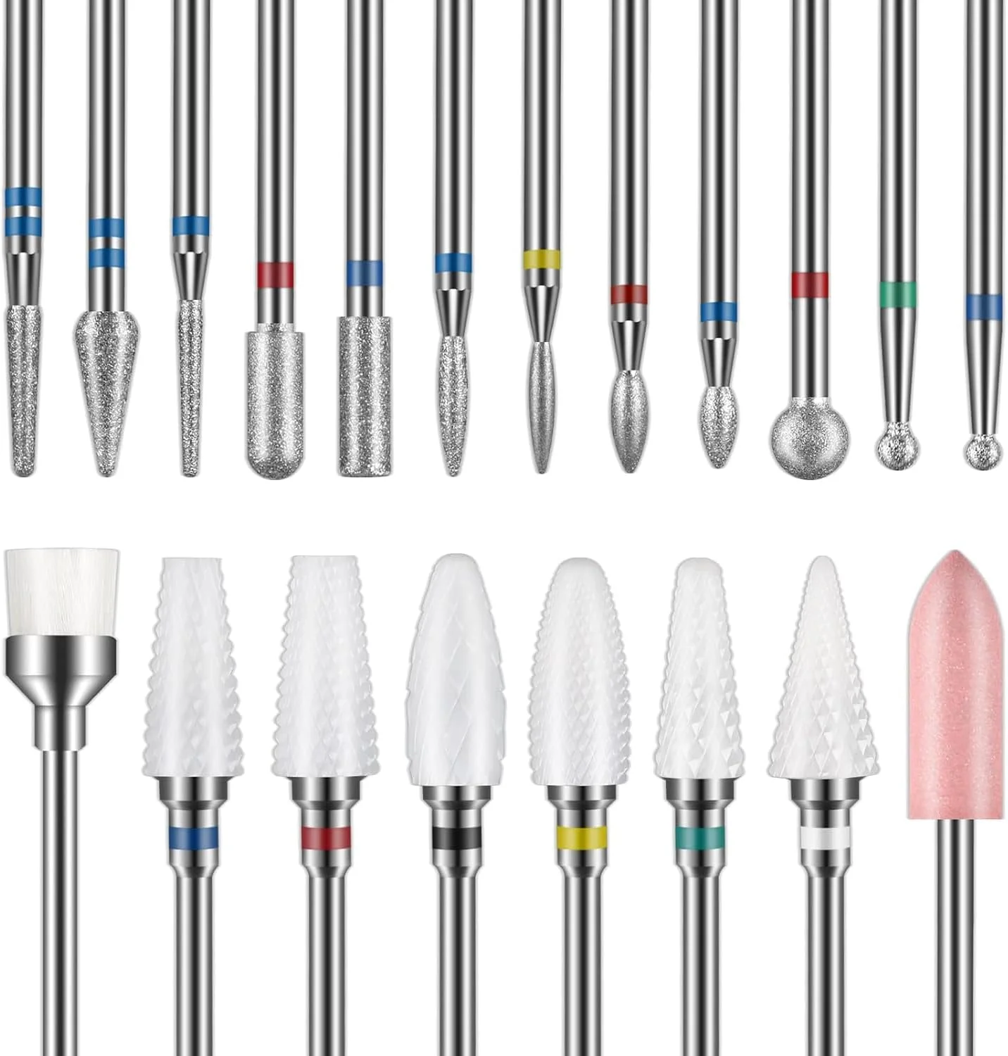 ست مته ناخن Depvko Htlaew، ۲۰ عددی، مته های سرامیکی کاربید ۳/۳۲ اینچی برای ناخن، مته های ناخن برای دستگاه مانیکور، ست مته الماسه برای از بین بردن پوست های مرده، مانیکور و پدیکور (۲۰ عددی)